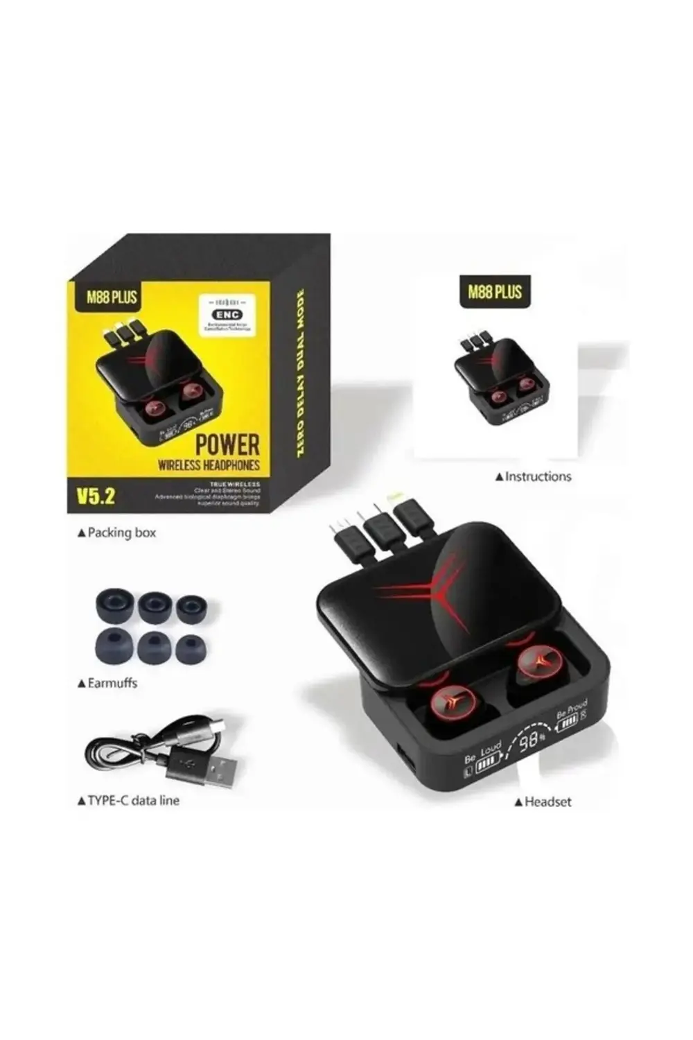 Bluetooth Kulaklık  Plus Şarj Göstergeli Powerbank Özellikli Taşı