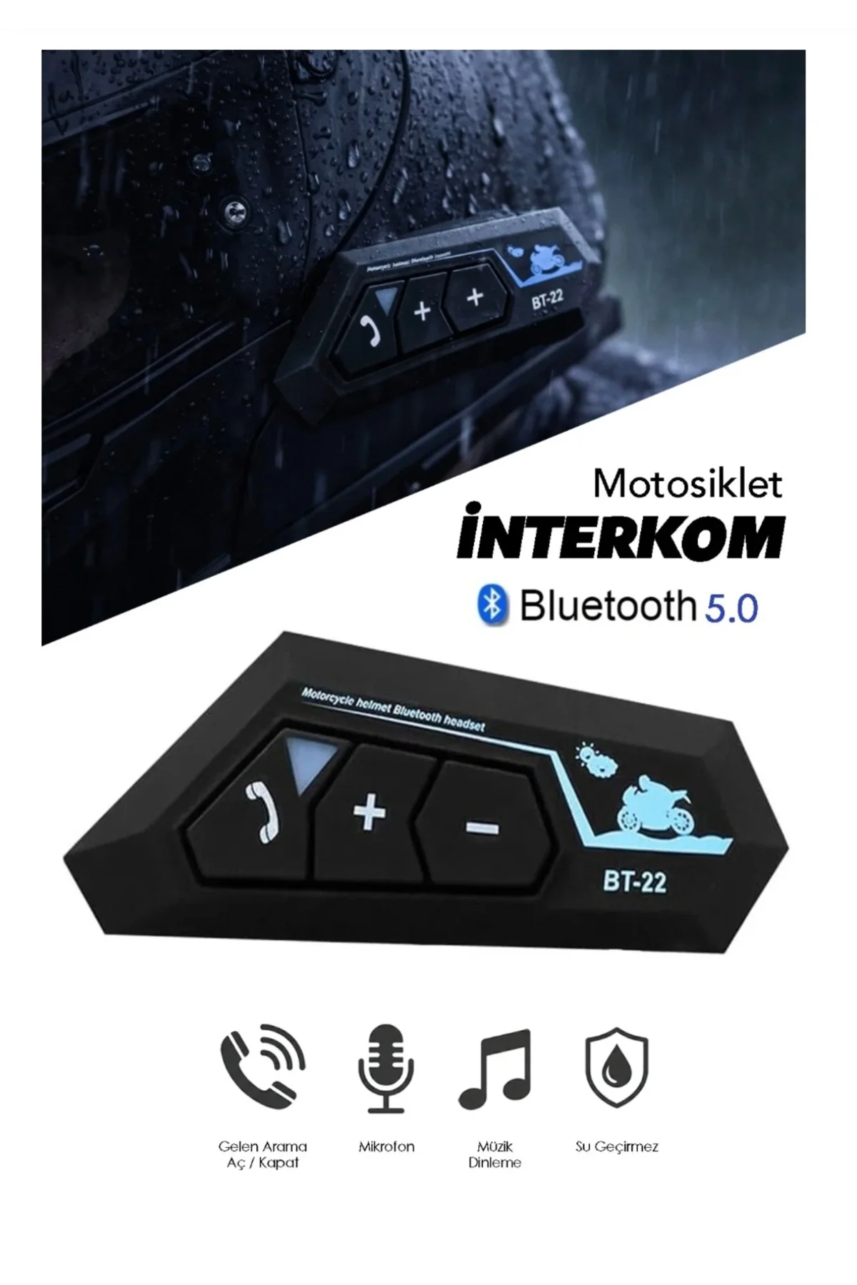 Bluetooth mikrofonlu kablosuz kask interkom kulaklık RGB led ışıklı 2 yıl garantili