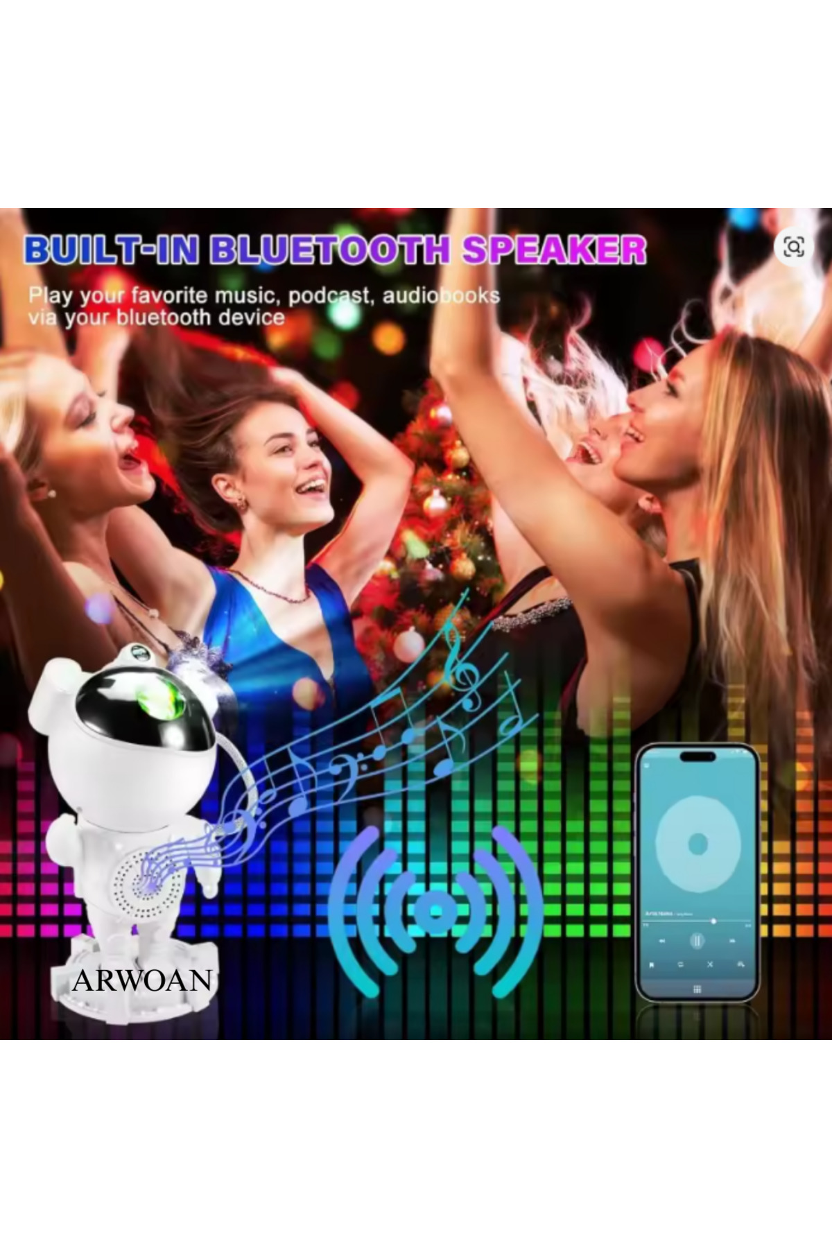 Arwoan Bluetooth Müzik Hoparlör Yıldız Uzay Projektör Gece Lambası Çocuk