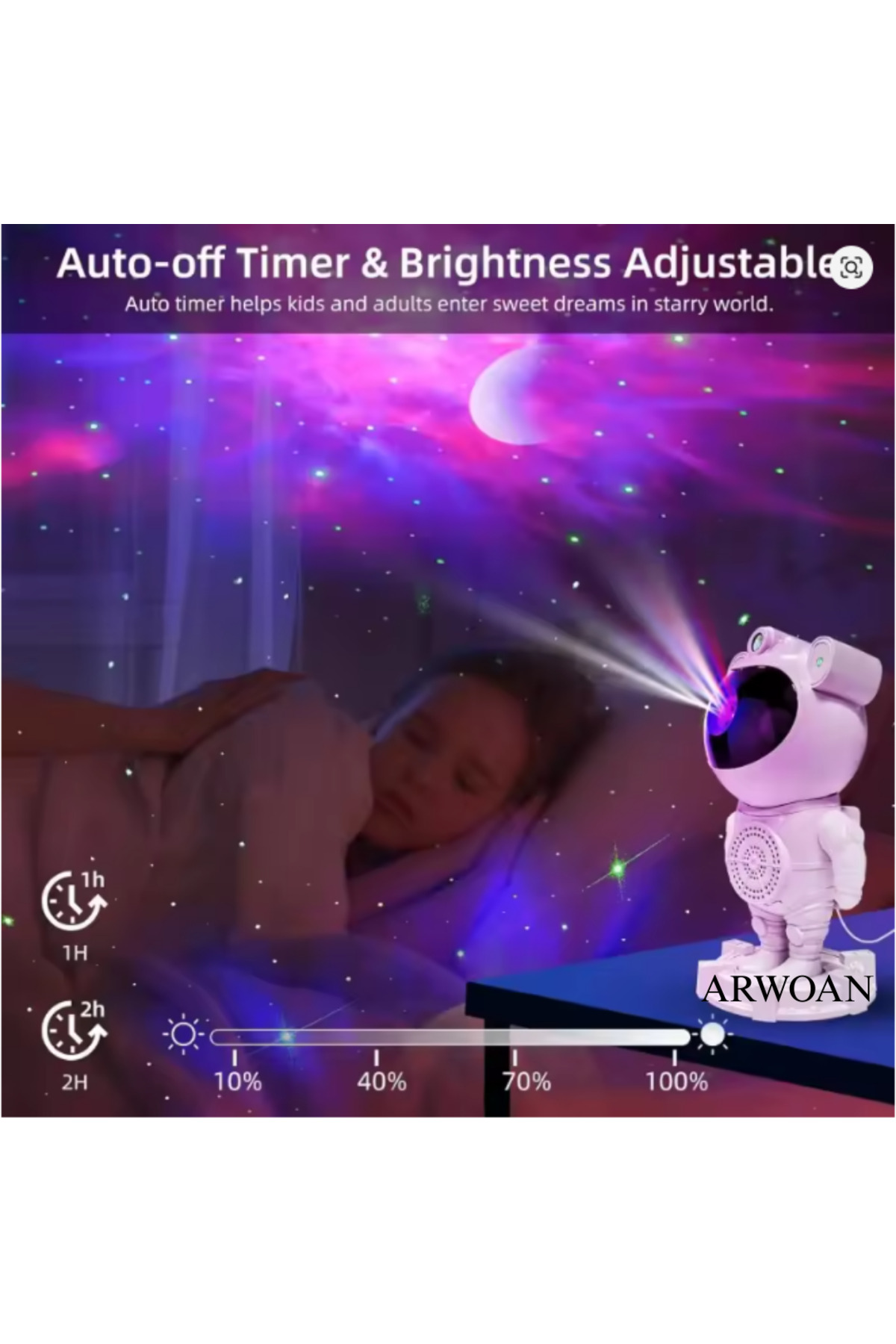 Arwoan Bluetooth Müzik Hoparlör Yıldız Uzay Projektör Gece Lambası Çocuk