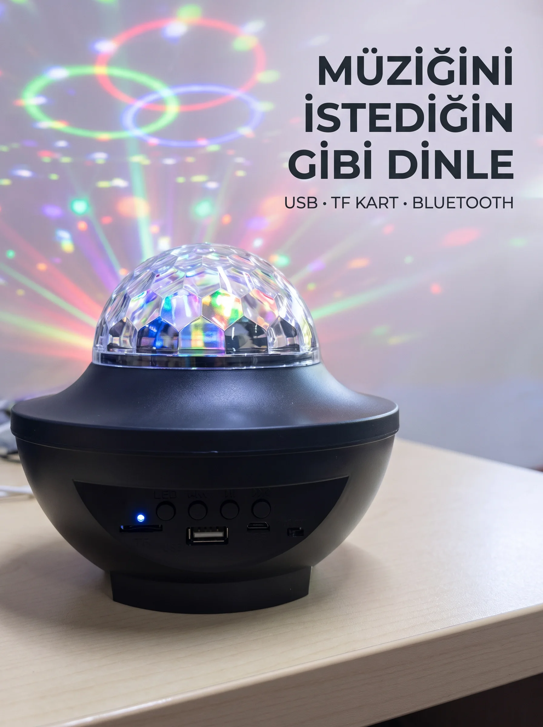 Bluetooth Müzikli Disko Işığı RGB Parti Projektörü Dahili Hoparlör USB Micro SD Destekli Fiyatı, Yorumları ve Özellikleri