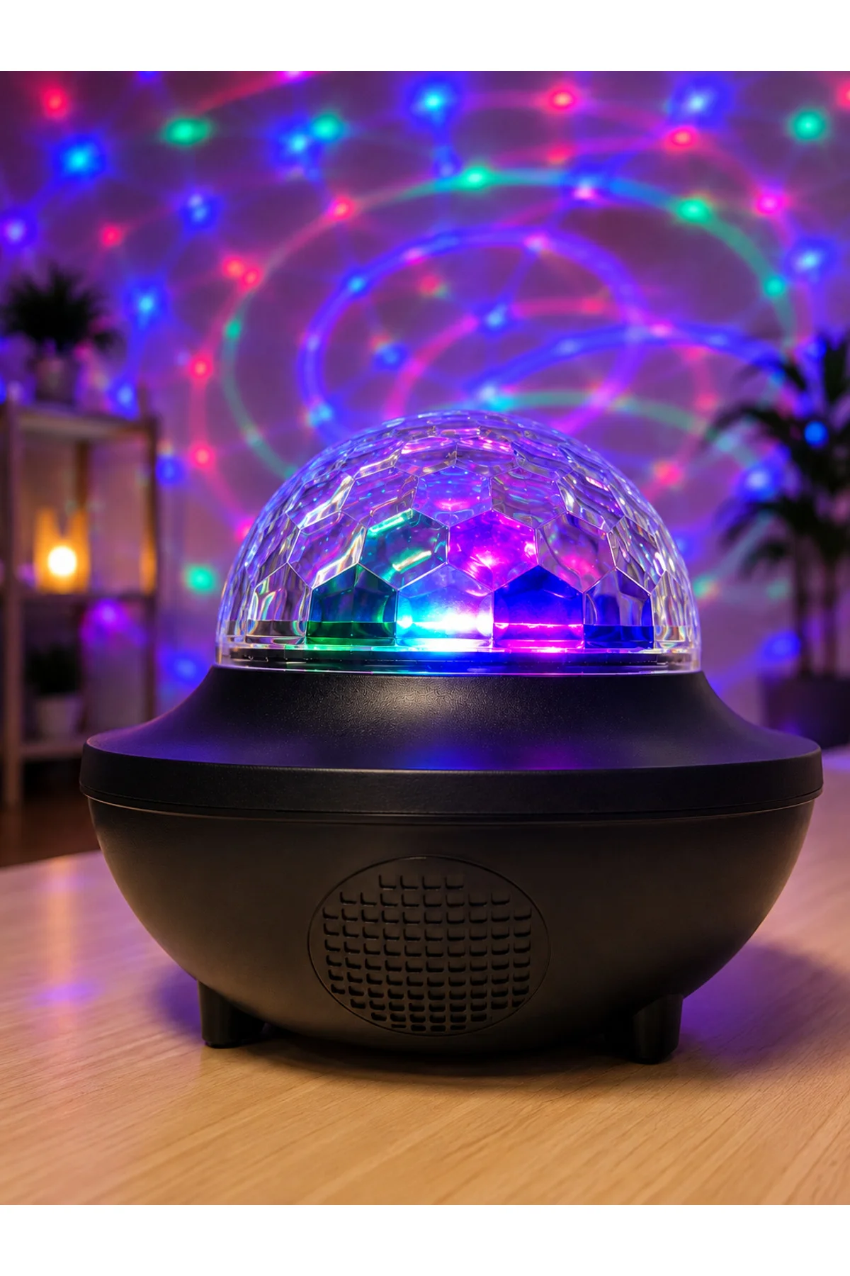 Bluetooth Müzikli Disko Işığı RGB Parti Projektörü Dahili Hoparlör USB Micro SD Destekli - Görsel 5