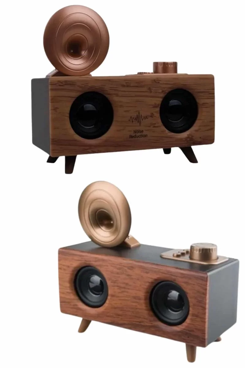 Bluetooth Nostalji Speaker Radyo Gramofon Ahşap Renk Vintage Yeni Nesil
