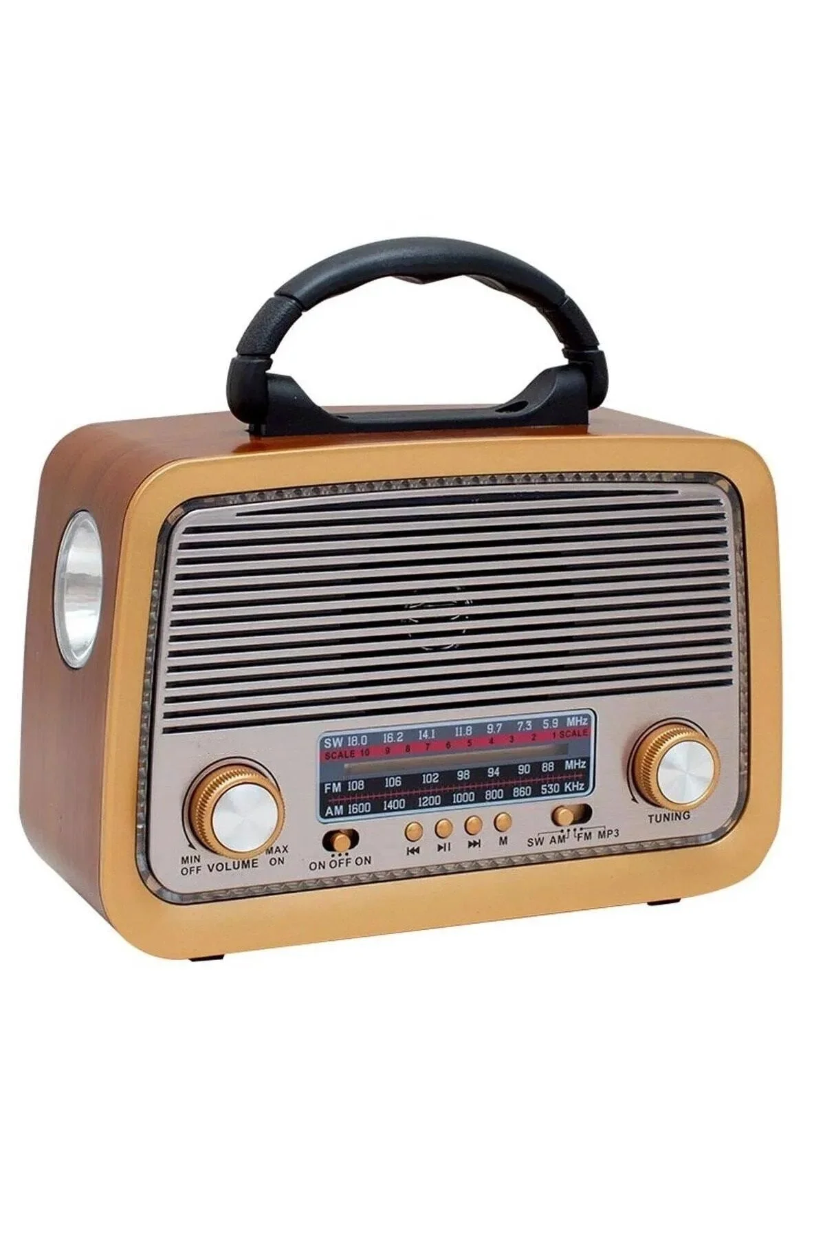 Bluetooth özellikli kahverengi nostaljik radyo FM SD kart AUX girişli 2 yıl garantili