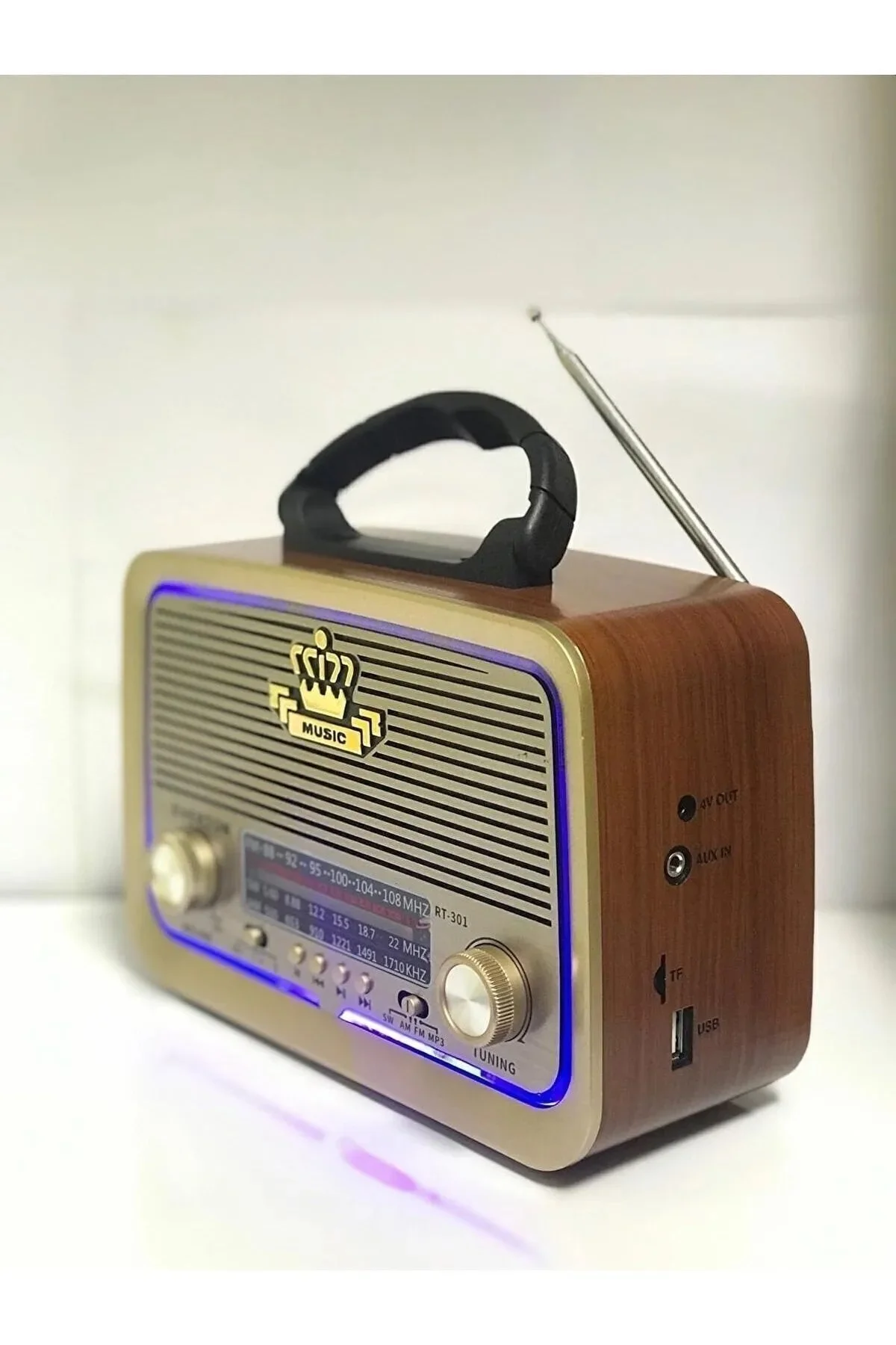 Bluetooth özellikli kahverengi nostaljik radyo FM SD kart AUX girişli 2 yıl garantili