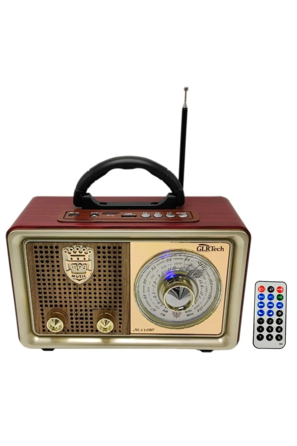 Bluetooth özellikli kahverengi nostaljik radyo USB SD kart girişli 2 yıl garantili
