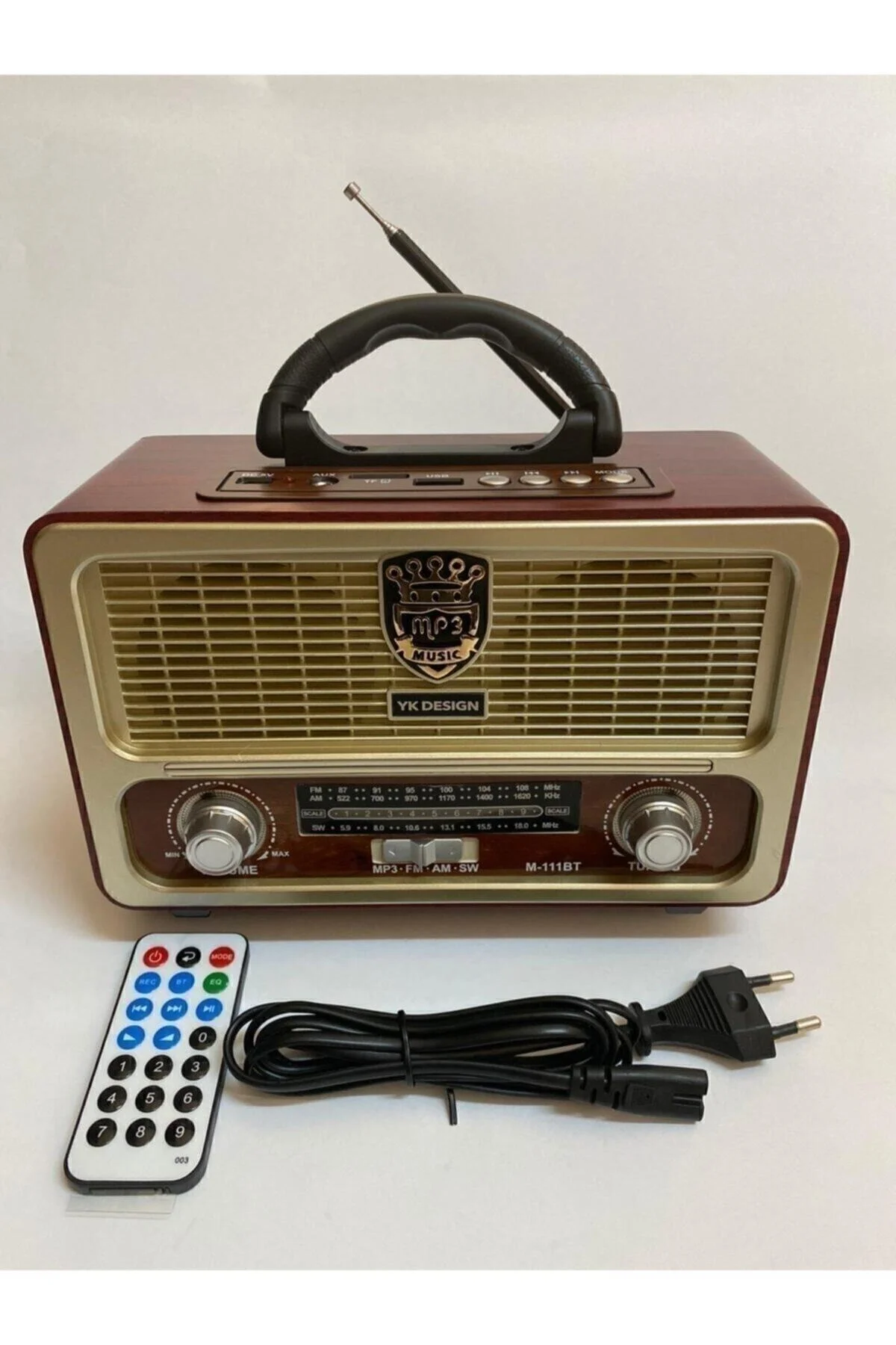 Bluetooth özellikli turuncu nostaljik radyo kumandalı usb müzik çalar 2 yıl garantili