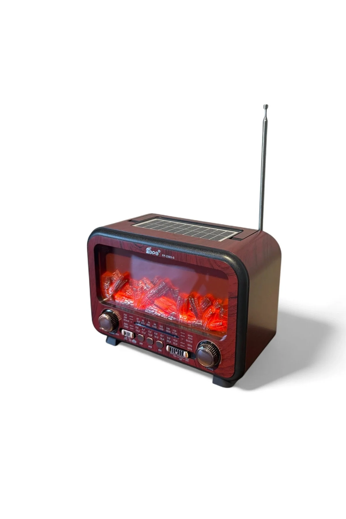Bluetooth özellikli bordo şömine görünümlü nostaljik radyo, 2 yıl garantili - Elektronik