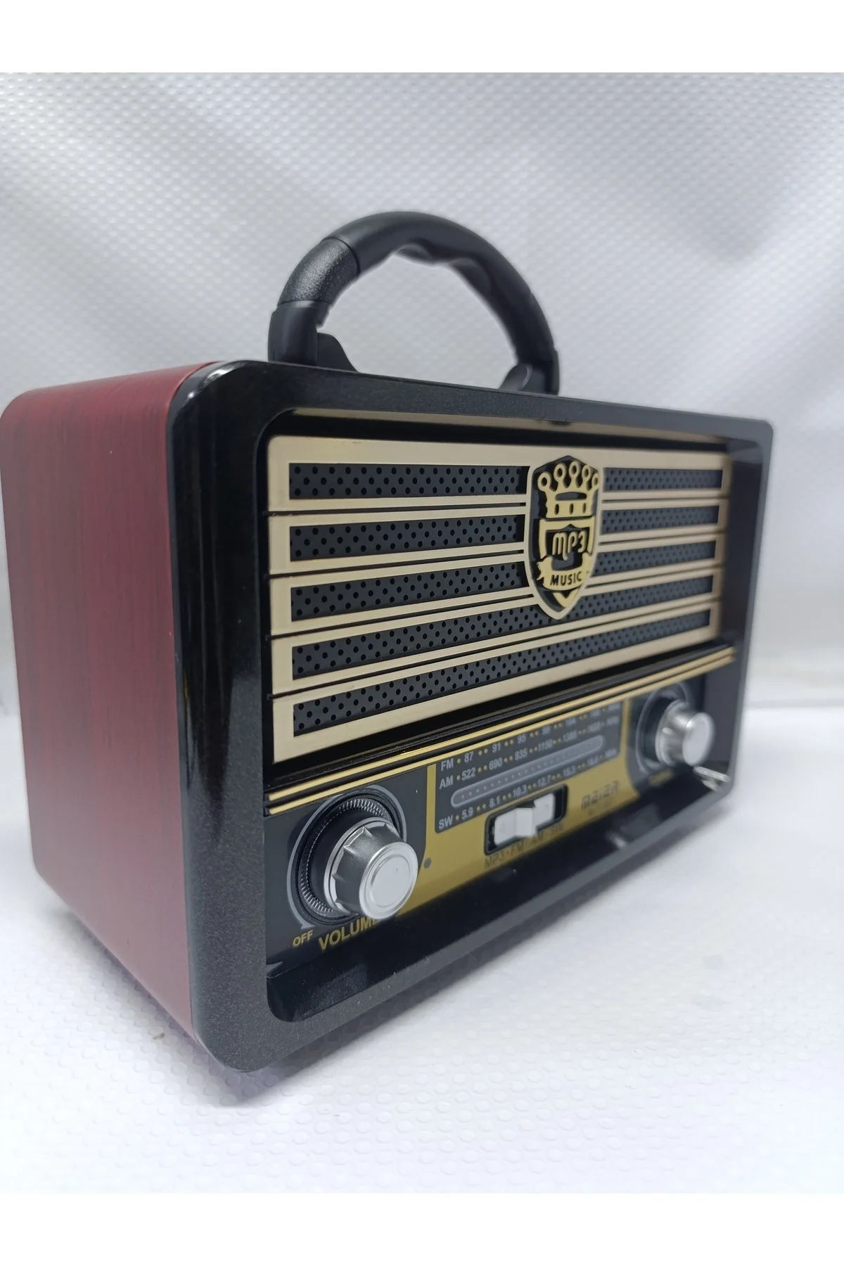 Bluetooth özellikli kahverengi nostaljik radyo USB SD MP3 çalarlı 2 yıl garantili