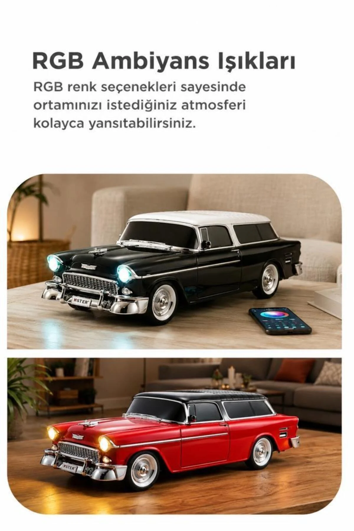 Bluetooth özellikli siyah nostaljik radyo led ışıklı USB TF FM radyo fonksiyonlu