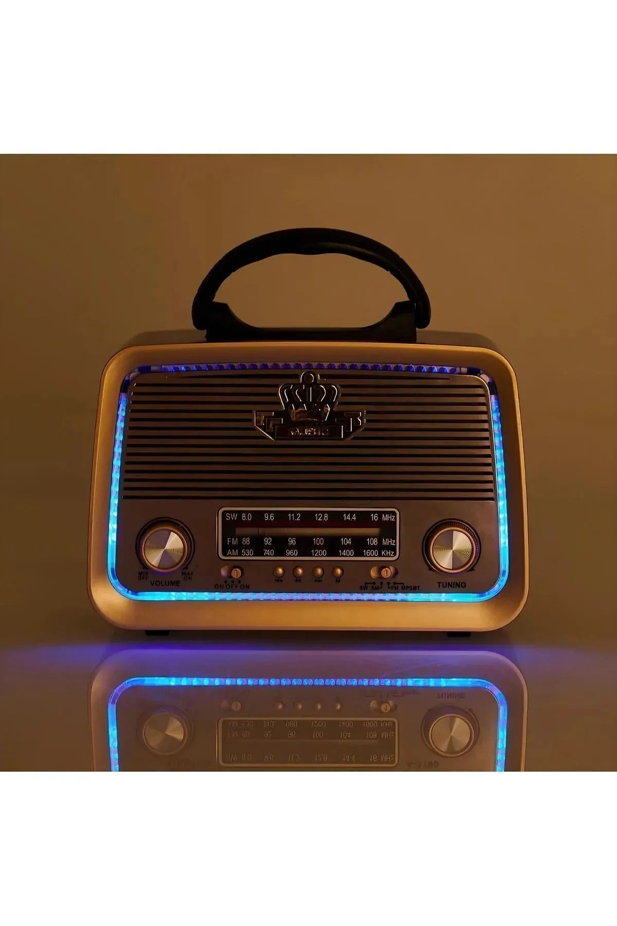 Bluetooth özellikli kahverengi nostaljik radyo FM SD kart AUX girişli 2 yıl garantili