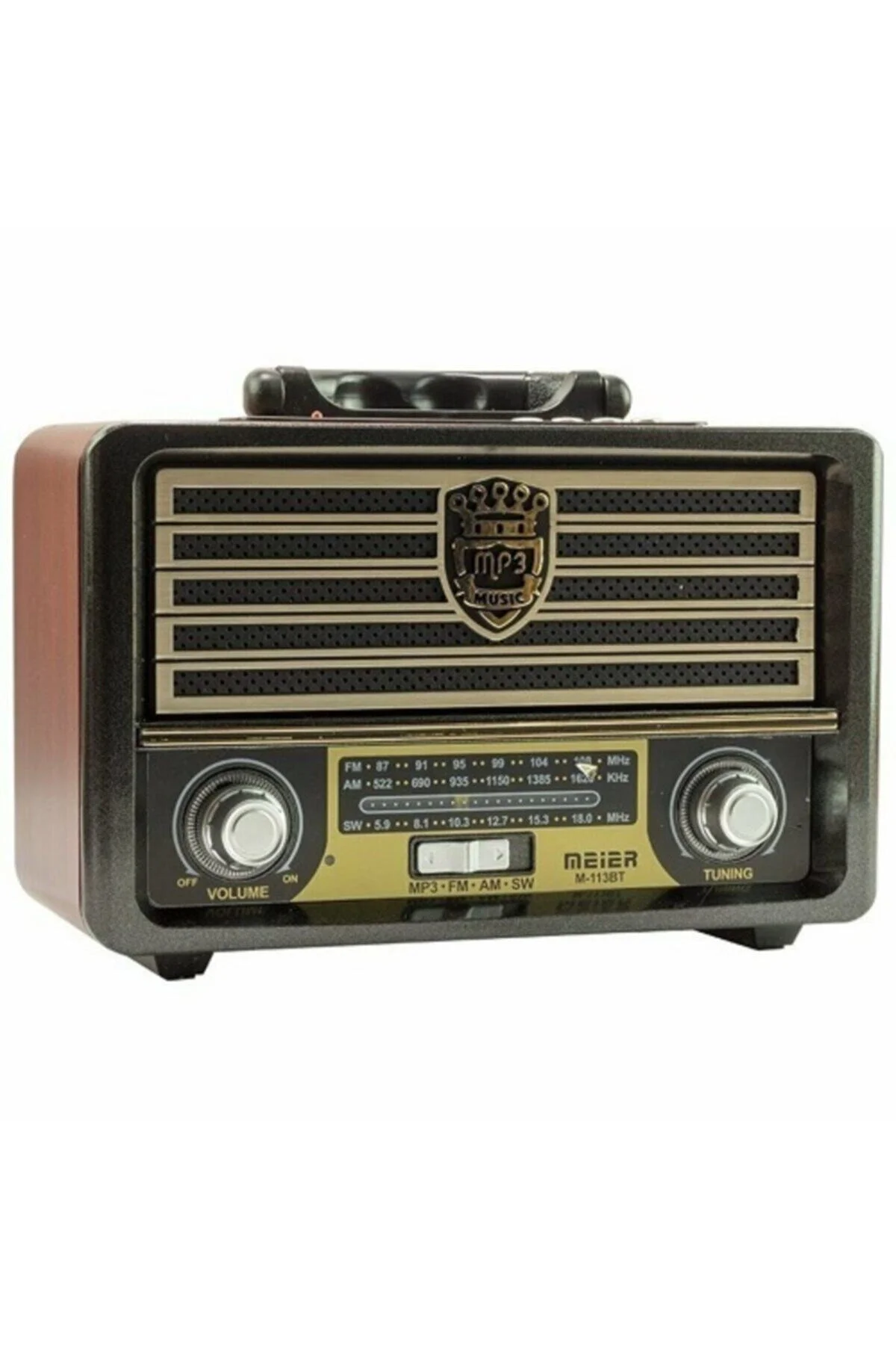 Bluetooth özellikli kahverengi nostaljik radyo USB SD MP3 çalarlı 2 yıl garantili