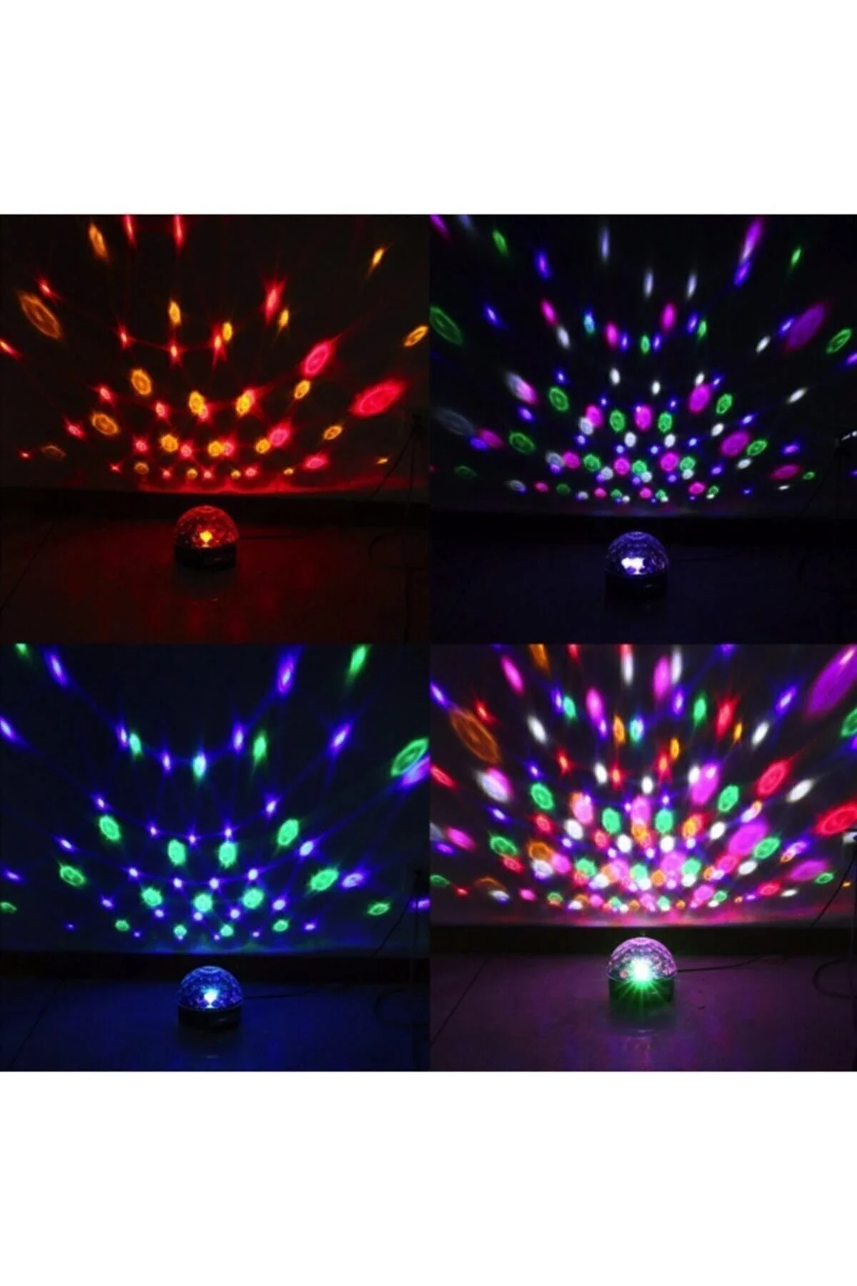 Bluetooth özellikli beyaz renkli ışıklı lazer led küre disko topu parti aydınlatması