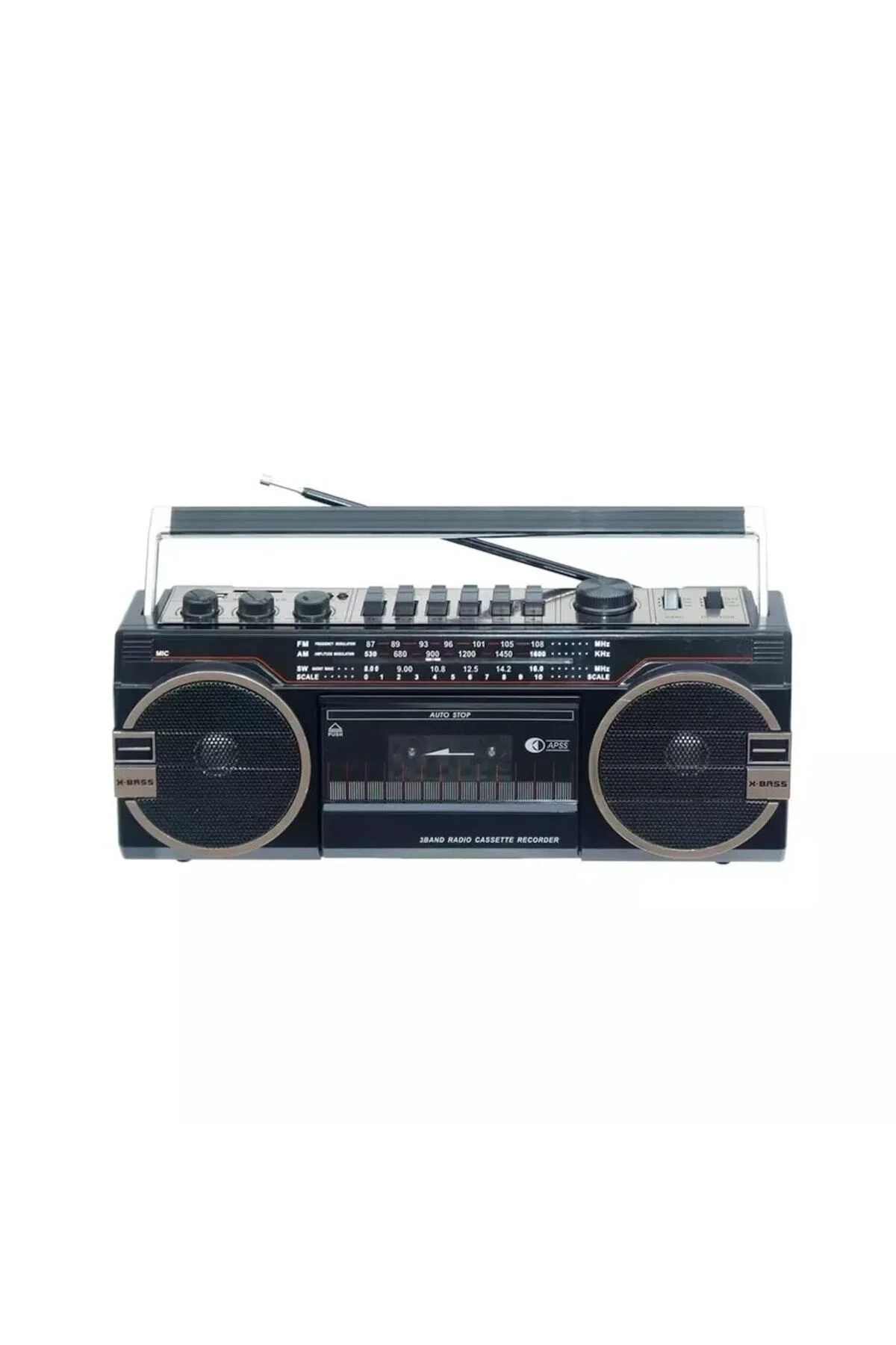 Bluetooth özellikli siyah nostaljik radyo USB SD FM kaset çalar 2 yıl garantili - Elektronik