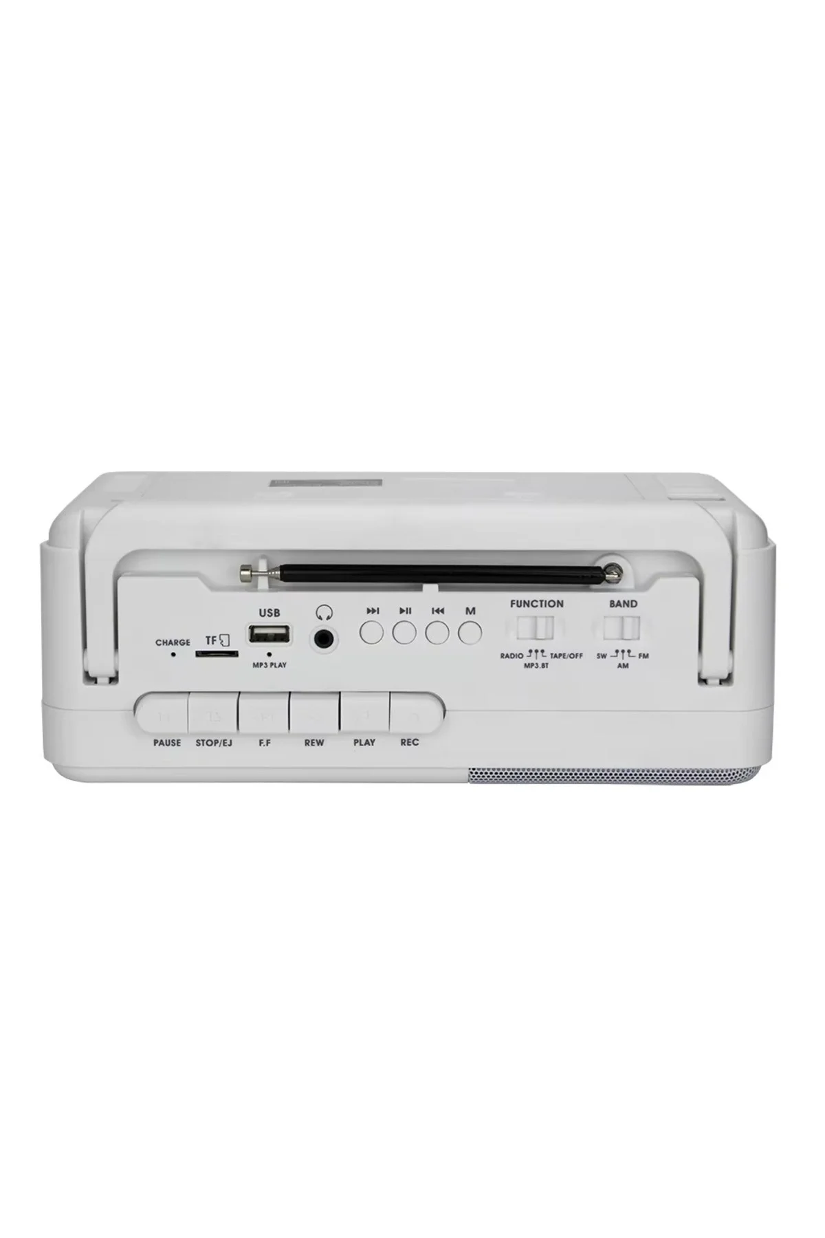 Bluetooth özellikli gri kaset çalar, FM radyo, USB ve MP3 oynatıcı, 2 yıl garantili