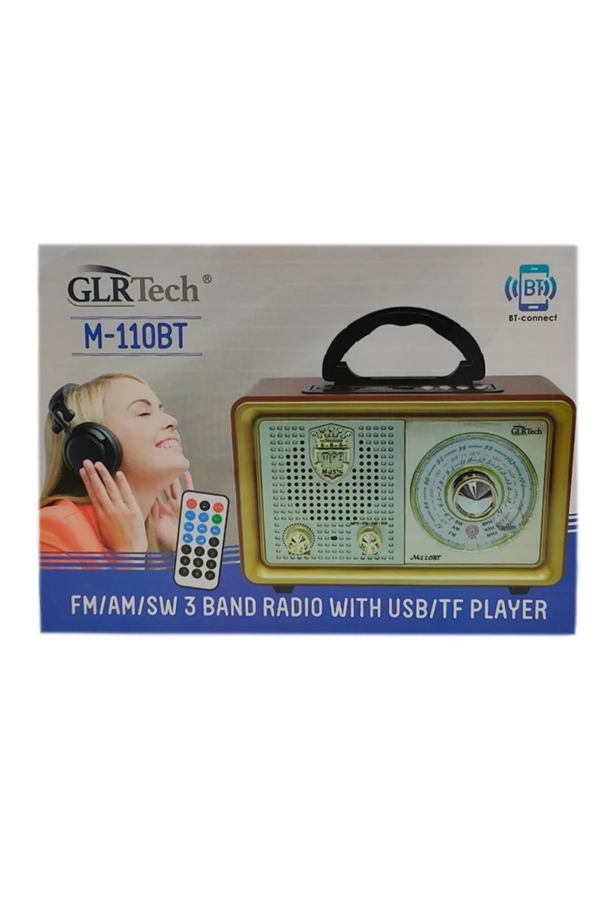 Bluetooth özellikli kahverengi nostaljik radyo USB SD kart girişli 2 yıl garantili