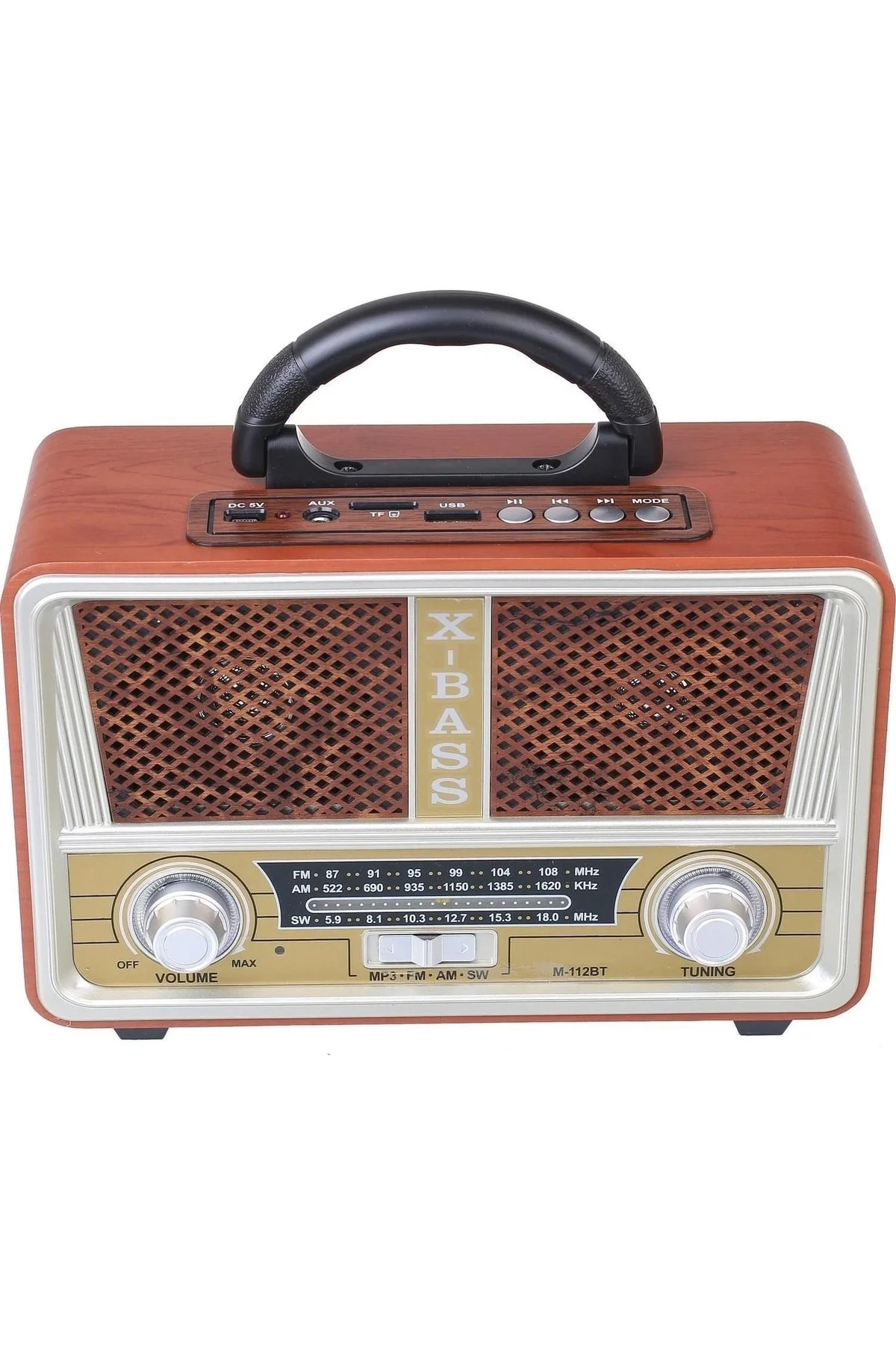 Bluetooth özellikli beyaz nostaljik ahşap radyo FM SD AUX USB girişli 2 yıl garantili