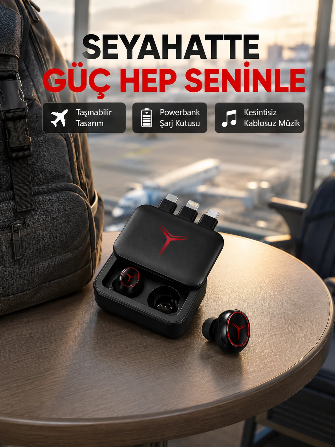 Bluetooth Powerbank Kulaklık – Kablosuz, Uzun Pil Ömrü, Dokunmatik ve Yüksek Ses Kalitesi