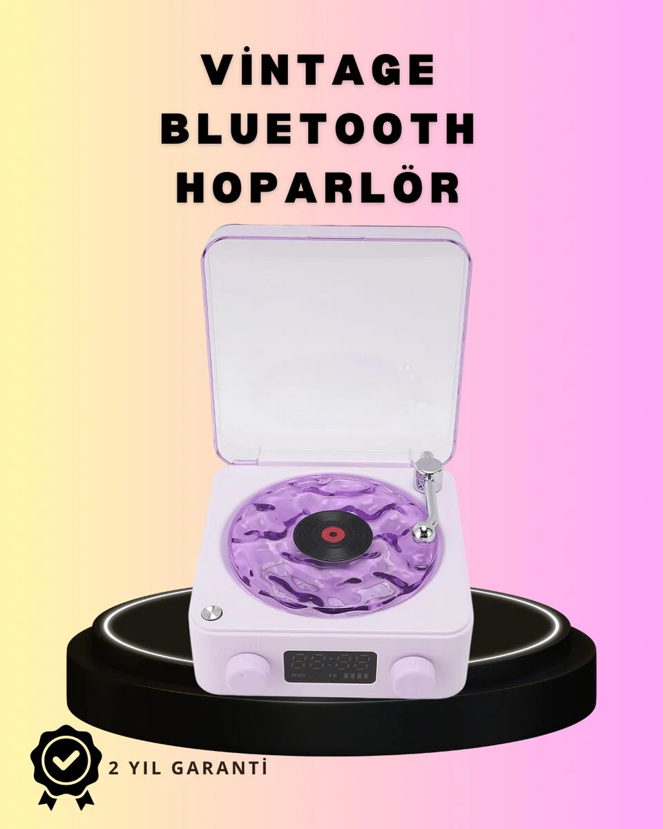 Bluetooth Retro Pikap Hoparlör & Projektörlü Gece Lambası - Nostaljik Müzik Deneyimi