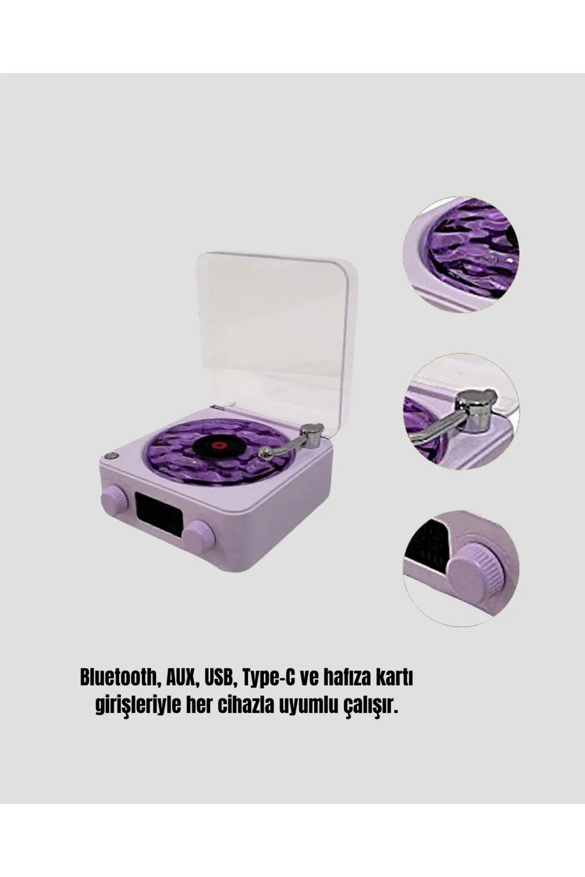 Bluetooth Retro Pikap Hoparlör 360 Derece Ses Projektörlü Gece La