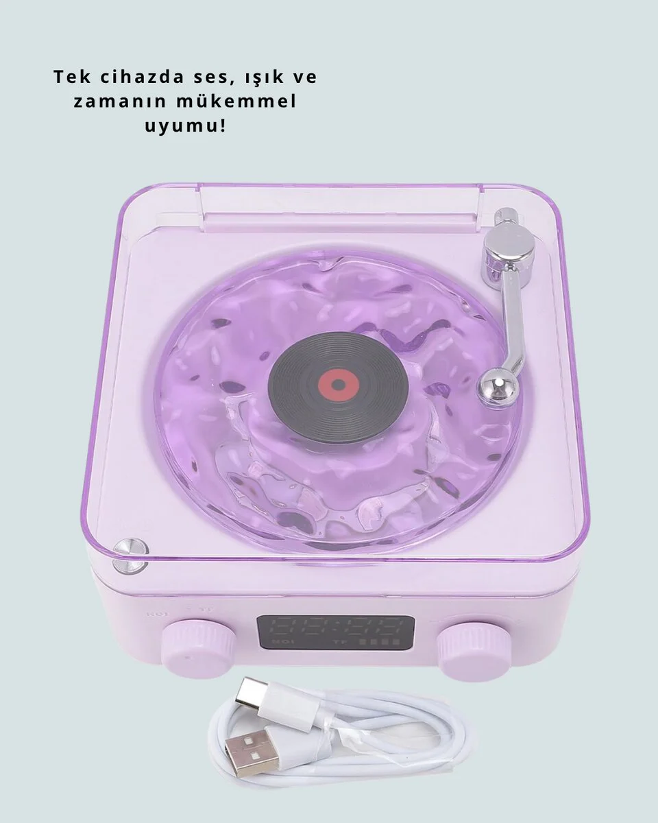Bluetooth Retro Pikap Hoparlör & Projektörlü Gece Lambası - Nostaljik Müzik Deneyimi