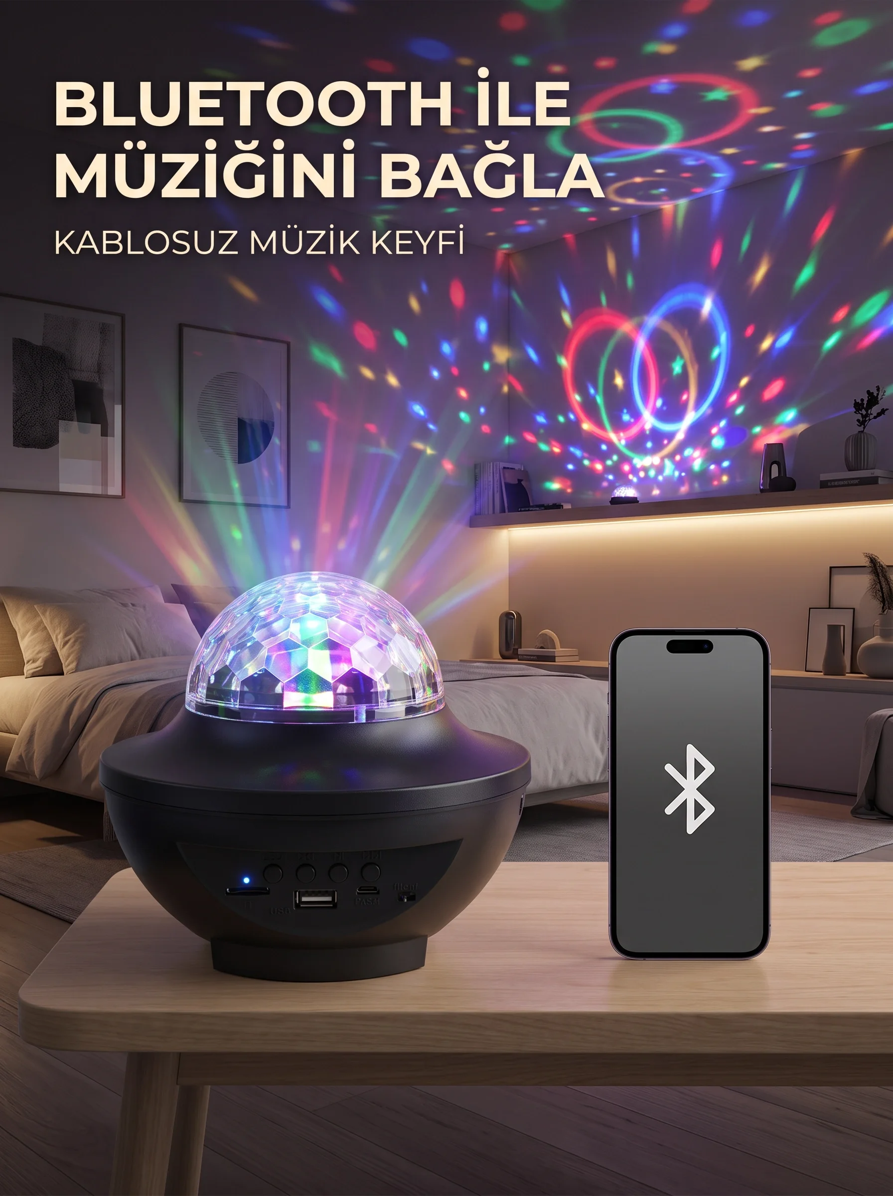 Bluetooth RGB Parti Işığı Hoparlörlü Disko Lambası MP3 USB ve Hafıza Kartı Destekli Fiyatı, Yorumları ve Özellikleri