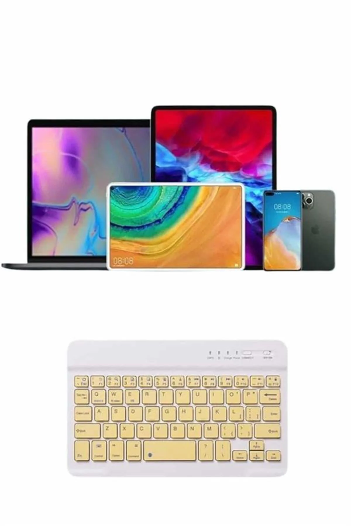 Bluetooth Şarj Edilebilir Mini Q Klavye Kablosuz Taşınabilir