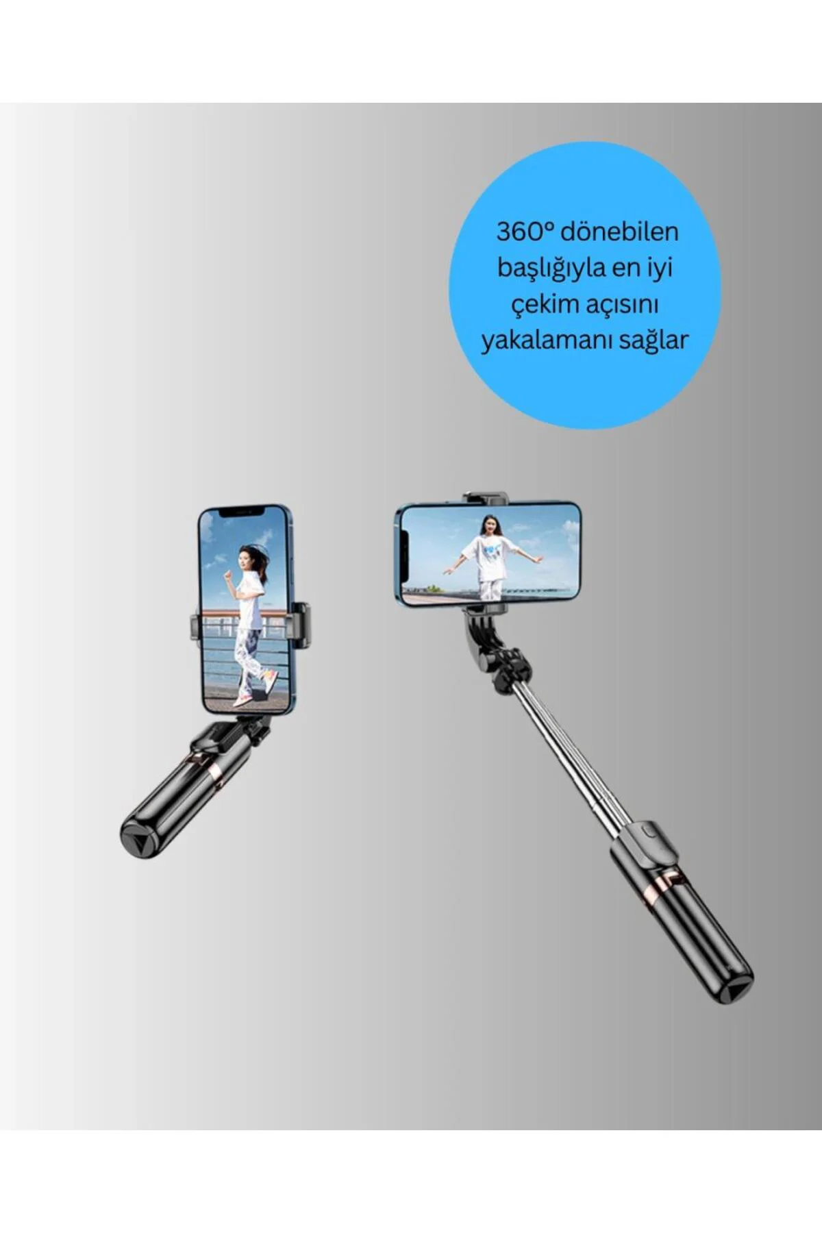 Bluetooth Selfie Çubuğu – Katlanabilir, Uzaktan Kumandalı
