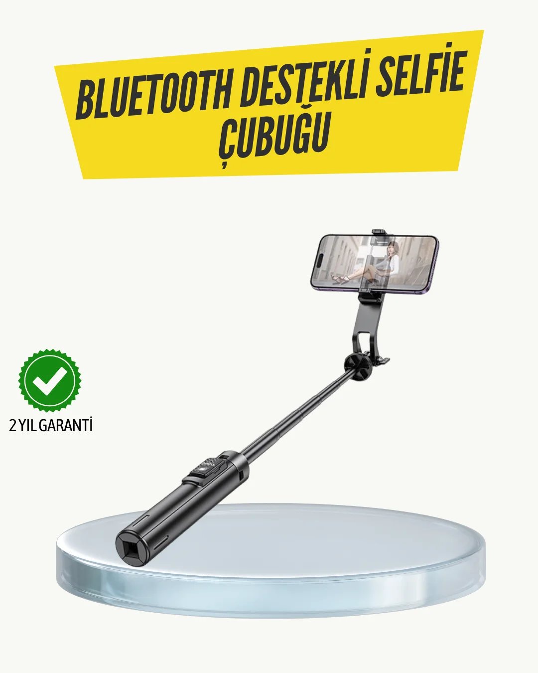 Bluetooth Selfie Çubuğu –  Katlanabilir, Uzaktan Kumandalı