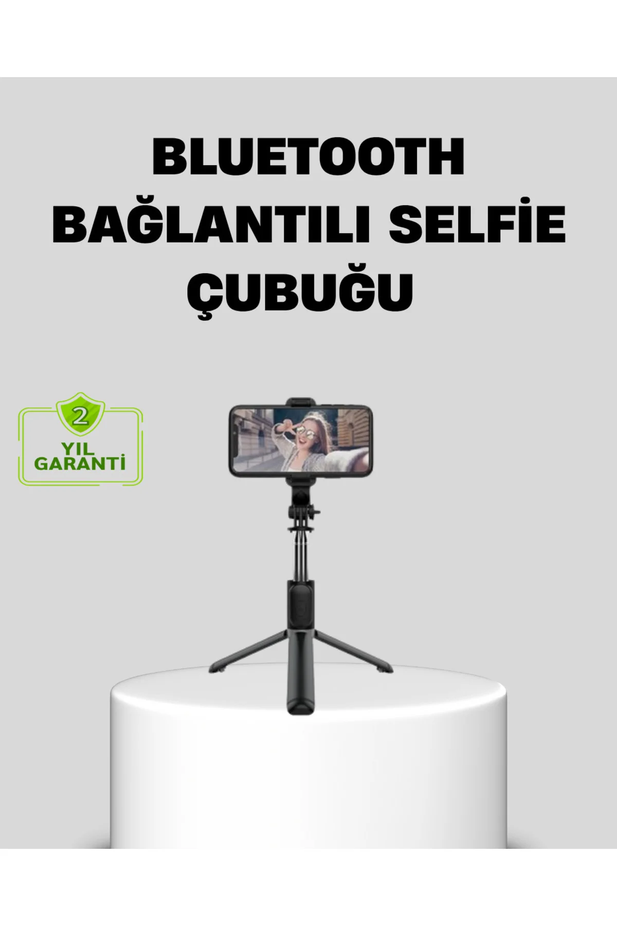 Bluetooth Selfie Çubuğu – 360° Dönebilen Başlık, Kablosuz Bağlant