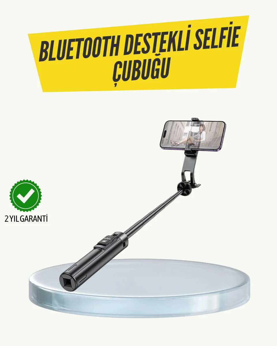 Bluetooth Selfie Çubuğu –  Katlanabilir Uzaktan Kumandalı