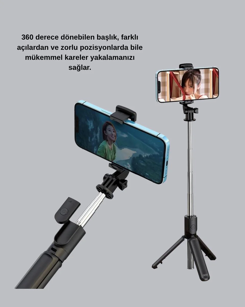 Bluetooth Selfie Çubuğu – Kablosuz Hafif ve Yüksek Çözünürlüklü Çekim İçin