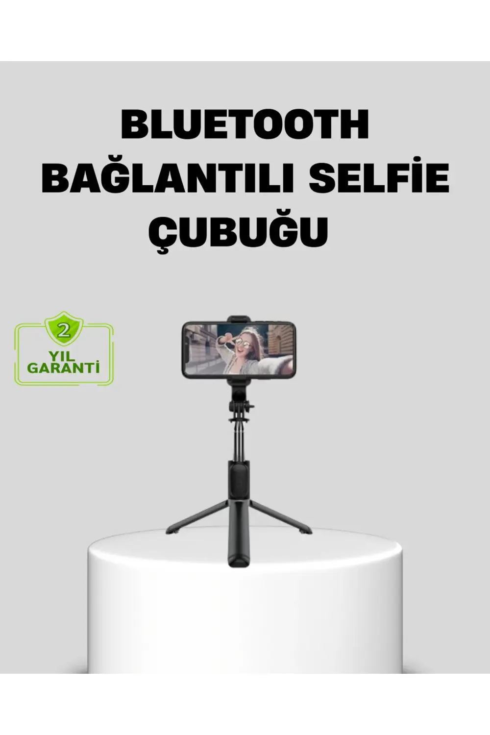Bluetooth Selfie Çubuğu – 360° Dönebilen Başlık, Kablosuz Bağlant