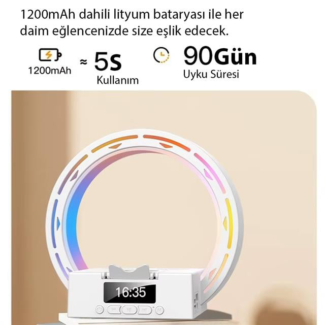 Bluetooth Taşınabilir Hoparlör Kablosuz Telefon Standlı Şarjlı (4