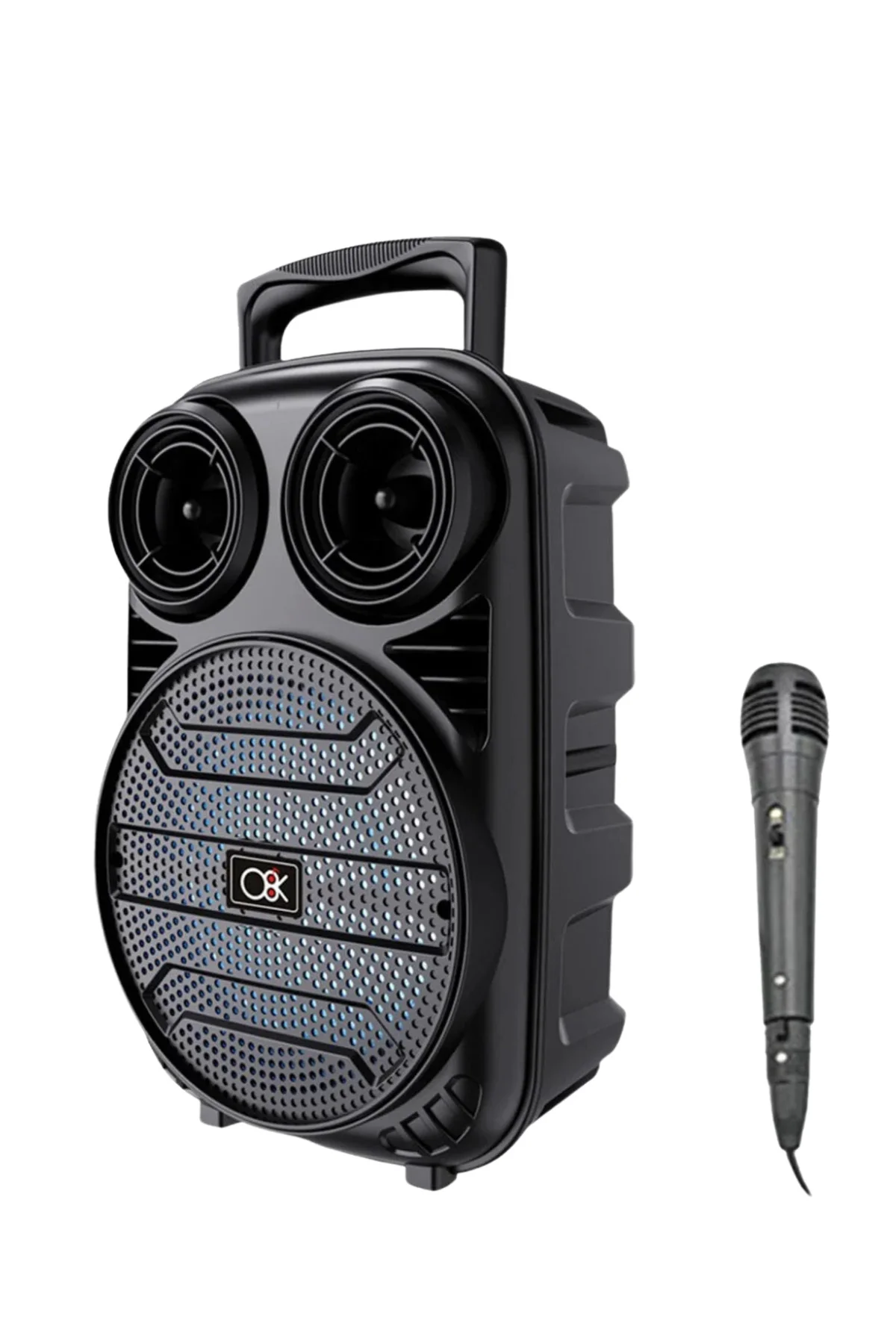 Bluetooth Taşınabilir Karaoke Hoparlör 6.5 İnç Mikrofonlu RGB Işıklı USB TF Kart Destekli