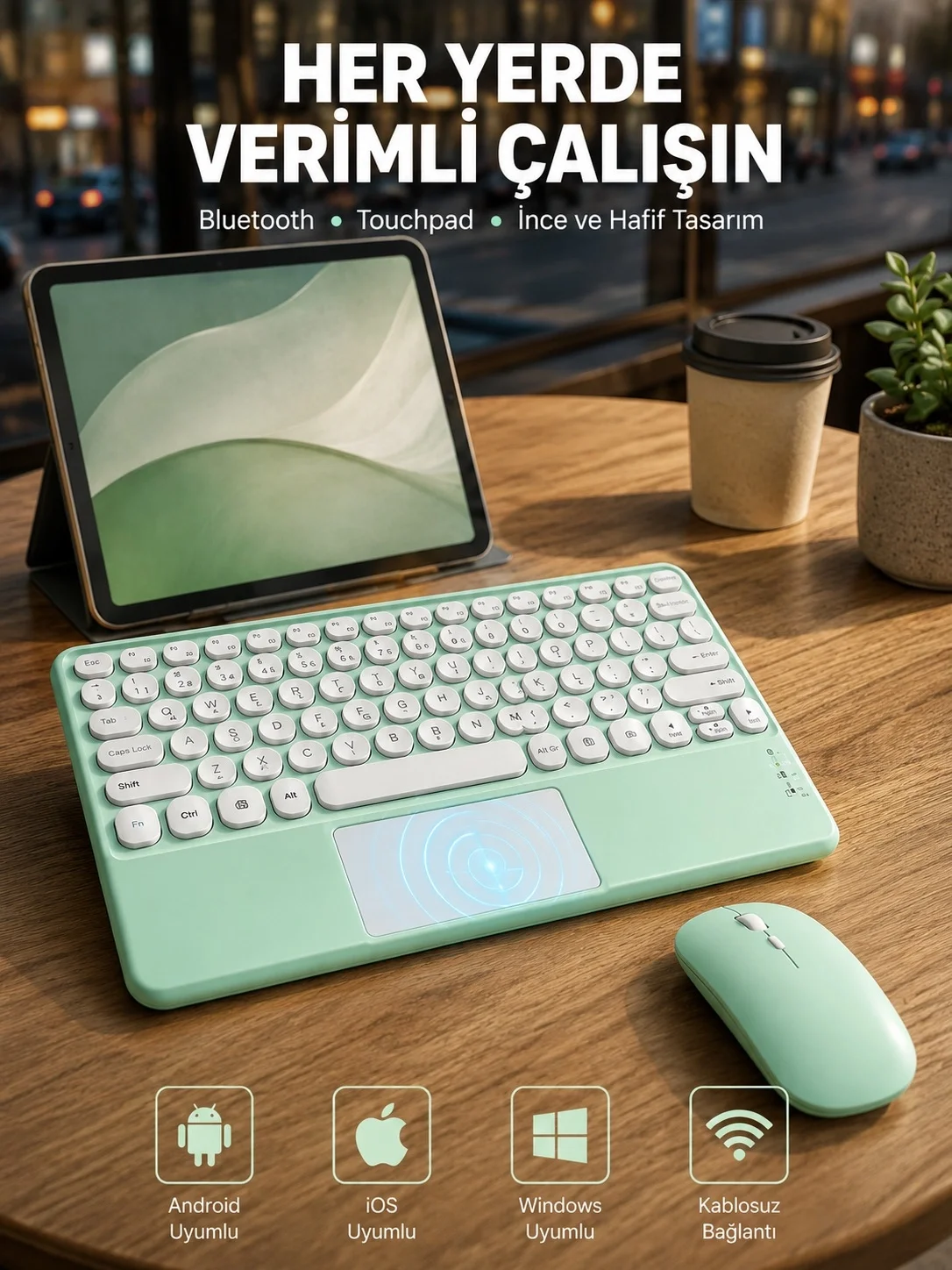 Bluetooth Touchpad Klavye Ultra İnce Taşınabilir Q Klavye Yeni Nesil Bluetooth Touchpad Klavye Ultra İnce Taşınabilir Q Klavye Yeni Nesil