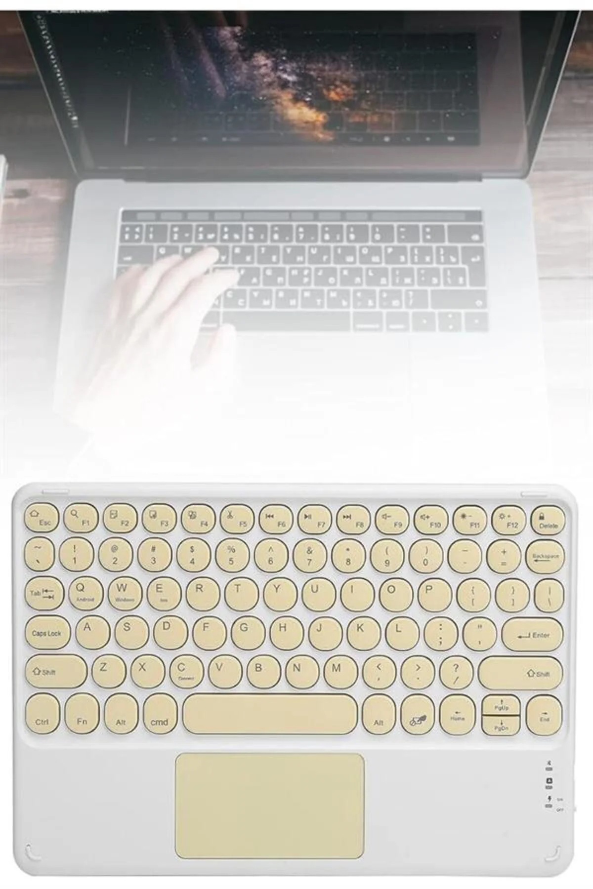 Bluetooth Touchpad Klavye 10.9 inch Kablosuz Wifi Q Klavye Slim