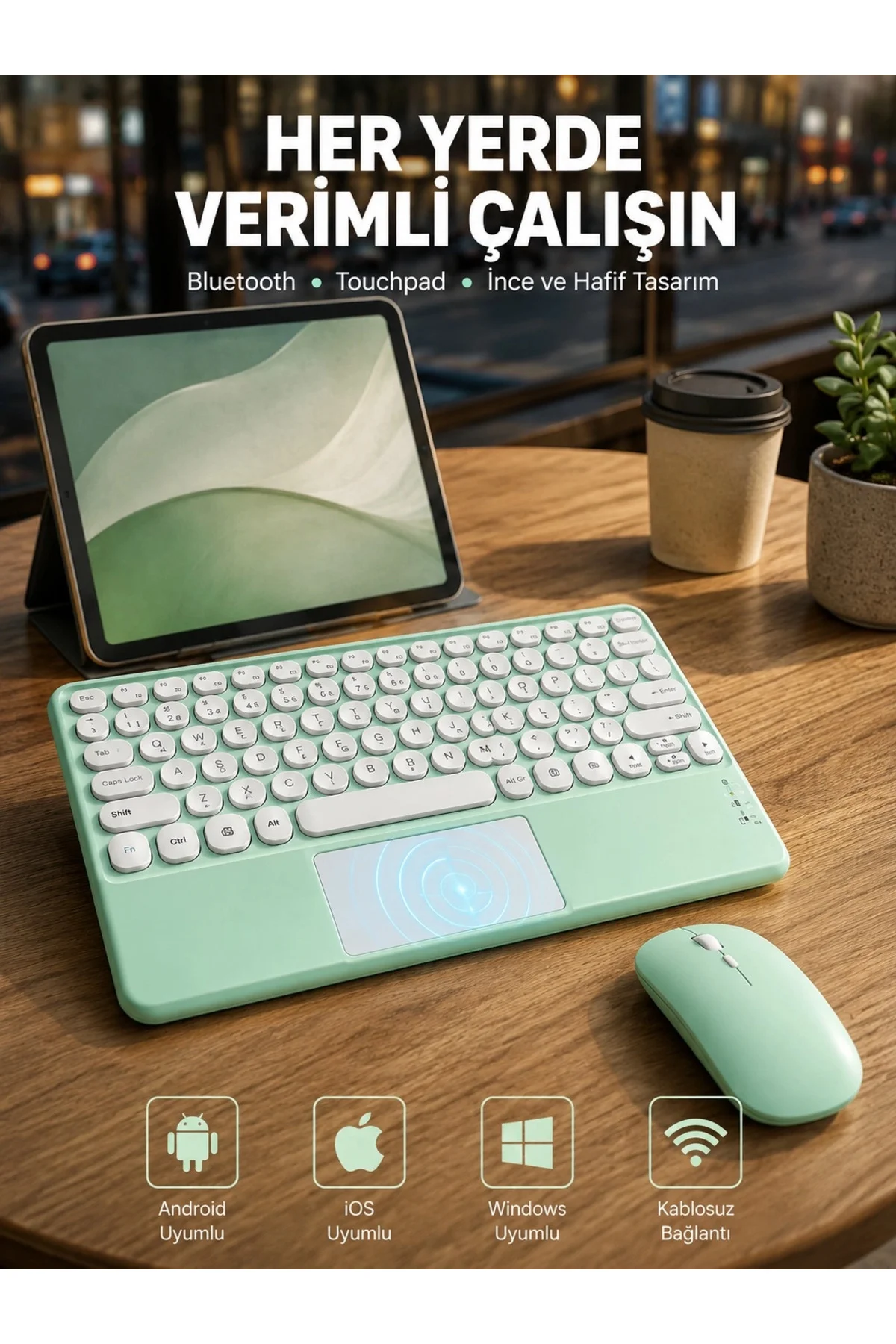 Bluetooth Touchpad Klavye Ultra İnce Taşınabilir Q Klavye Yeni Nesil Bluetooth Touchpad Klavye Ultra İnce Taşınabilir Q Klavye Yeni Nesil