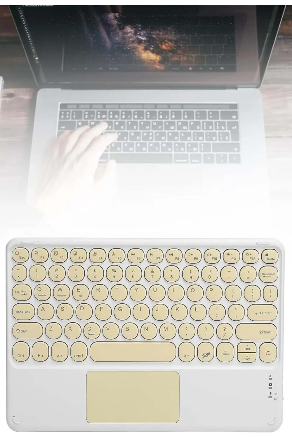 Bluetooth Touchpad Klavye 10.9 inch Kablosuz Wifi Q Klavye Slim