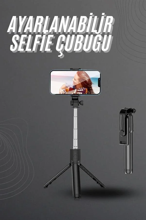 Bluetooth Tripod Selfie Çubuğu – 186mm Hafif Telefon Tutucu ve Kumanda