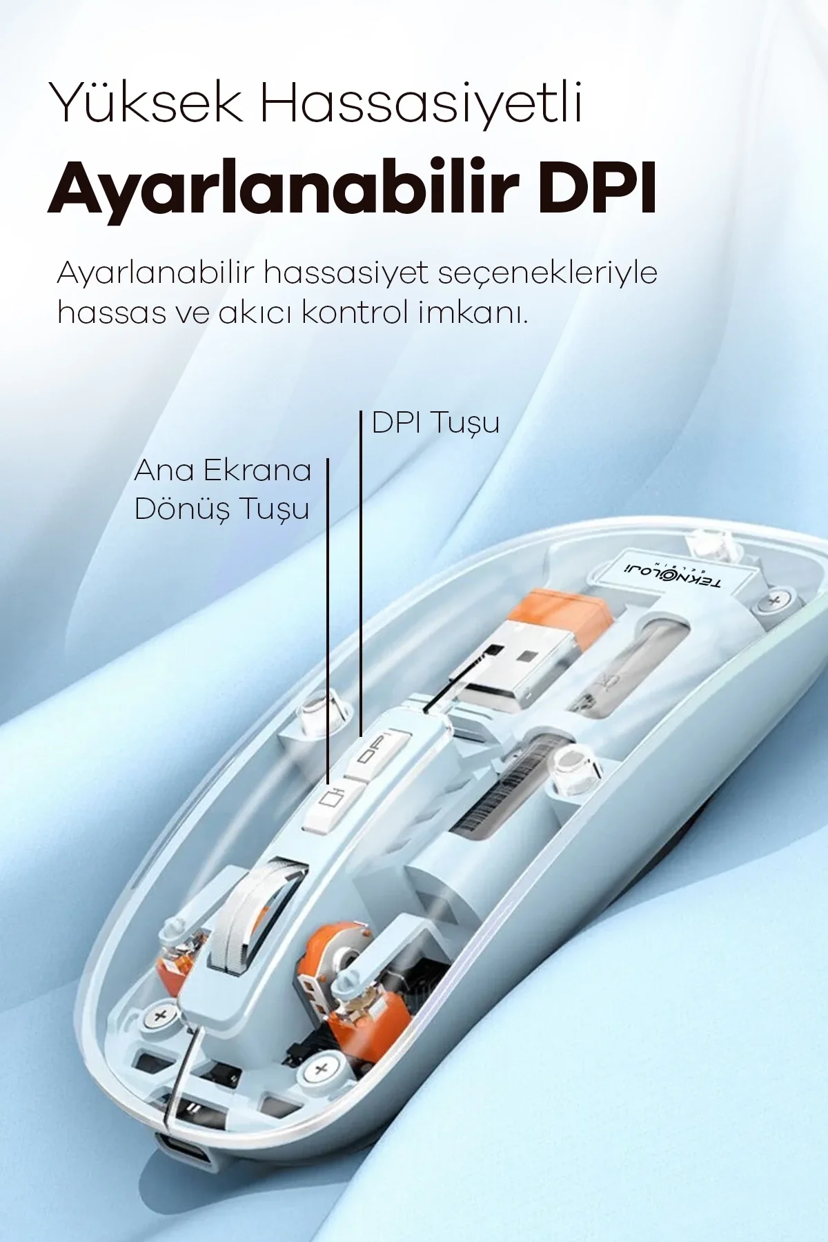 Bluetooth USB Çift Modlu Sessiz Mouse, Şeffaf Mıknatıslı Kapaklı, Type-C Şarjlı, DPI Ayarlı, Kablosuz 10m Çekim Mesafeli, Masaüstü Kısayol Tuşlu, Taşı Fiyatı, Yorumları ve Özellikleri