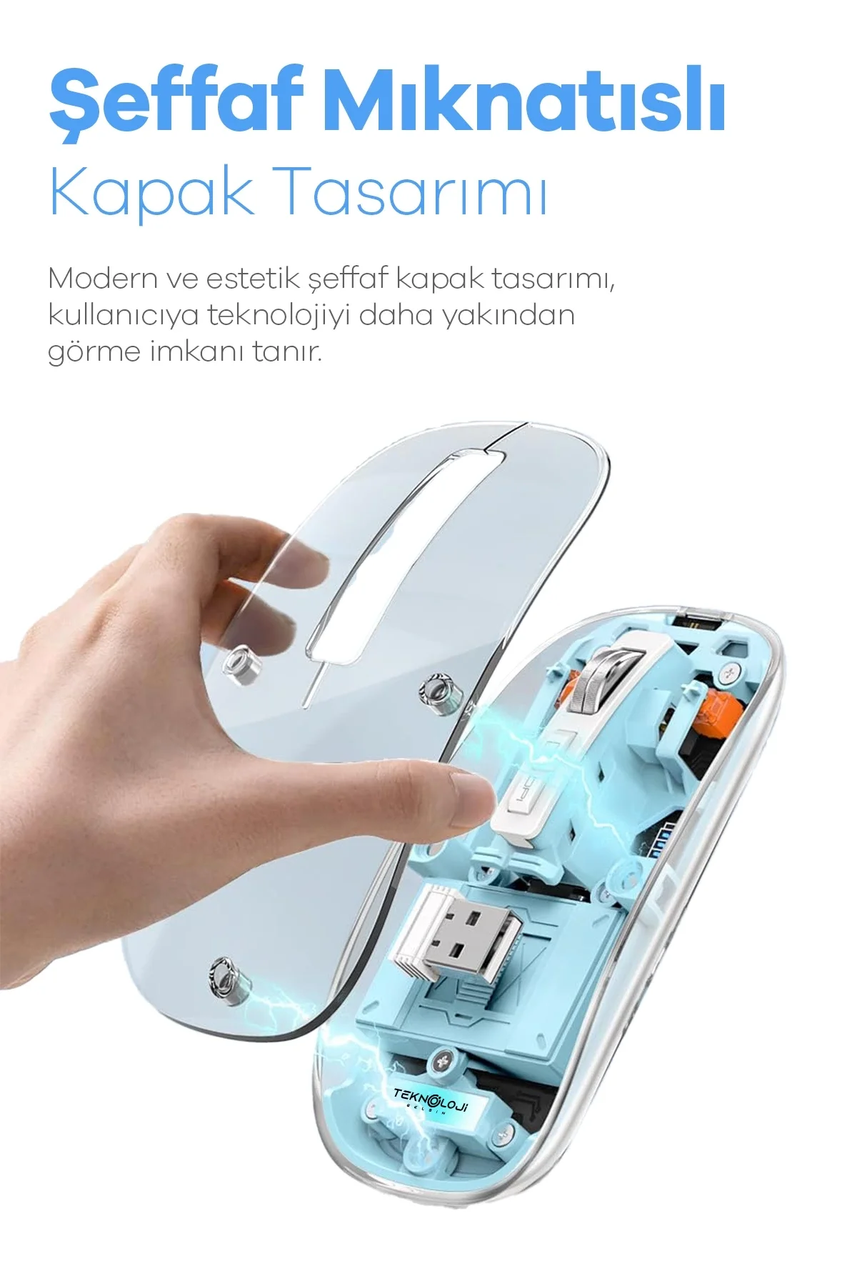 Bluetooth USB Çift Modlu Sessiz Mouse, Şeffaf Mıknatıslı Kapaklı, Type-C Şarjlı, DPI Ayarlı, Kablosuz 10m Çekim Mesafeli, Masaüstü Kısayol Tuşlu, Taşı Fiyatı, Yorumları ve Özellikleri