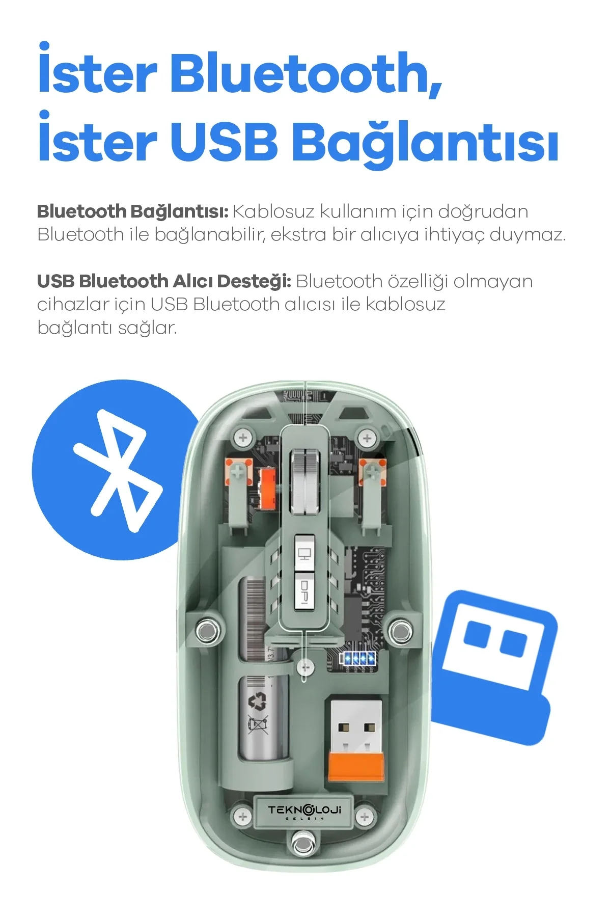 Bluetooth USB Çift Modlu Sessiz Mouse, Şeffaf Mıknatıslı Kapaklı, Type-C Şarjlı, DPI Ayarlı, Kablosuz 10m Çekim Mesafeli, Masaüstü Kısayol Tuşlu, Taşı Fiyatı, Yorumları ve Özellikleri