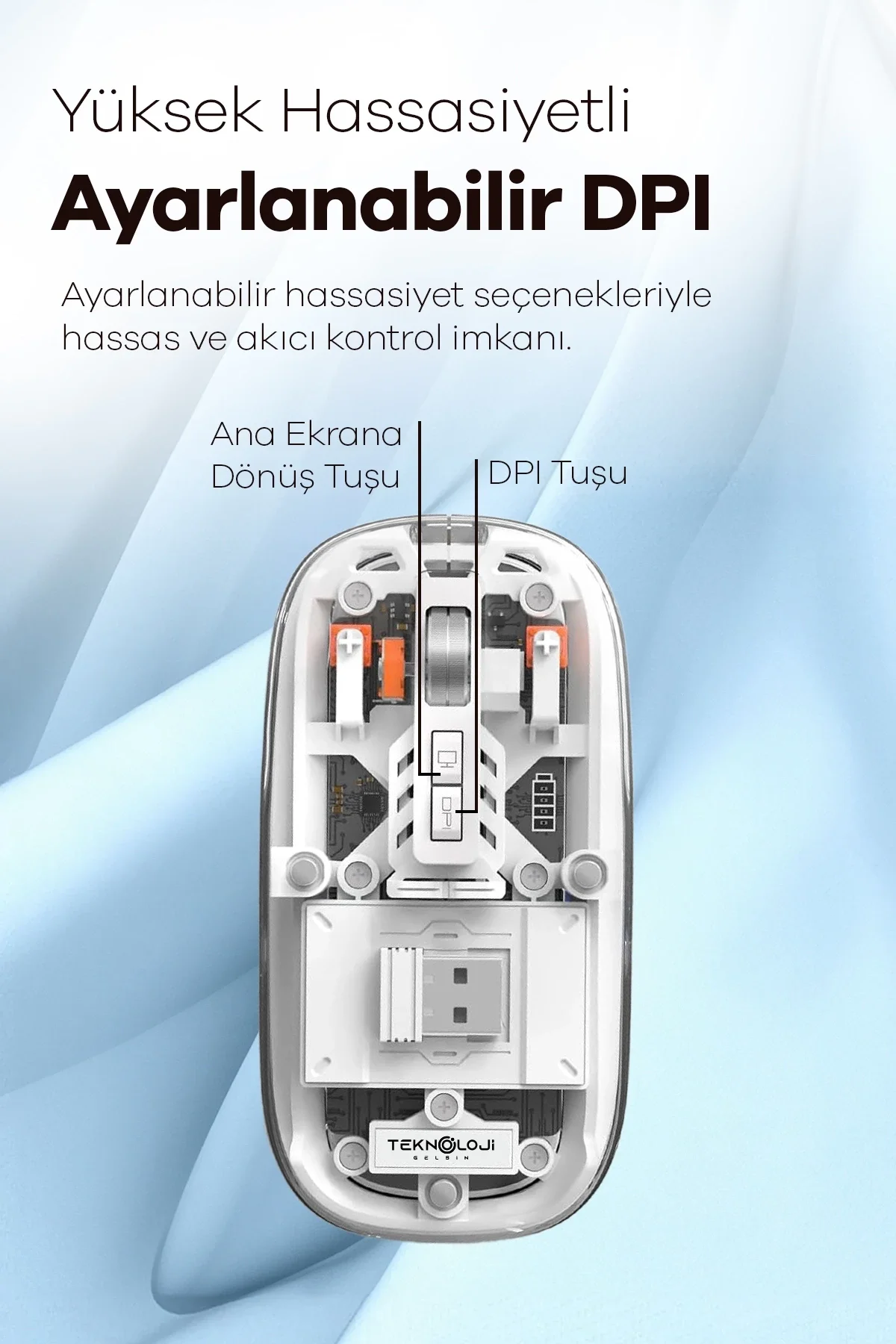 Bluetooth USB Çift Modlu Sessiz Mouse, Şeffaf Mıknatıslı Kapaklı, Type-C Şarjlı, DPI Ayarlı, Kablosuz 10m Çekim Mesafeli, Masaüstü Kısayol Tuşlu, Taşı Fiyatı, Yorumları ve Özellikleri