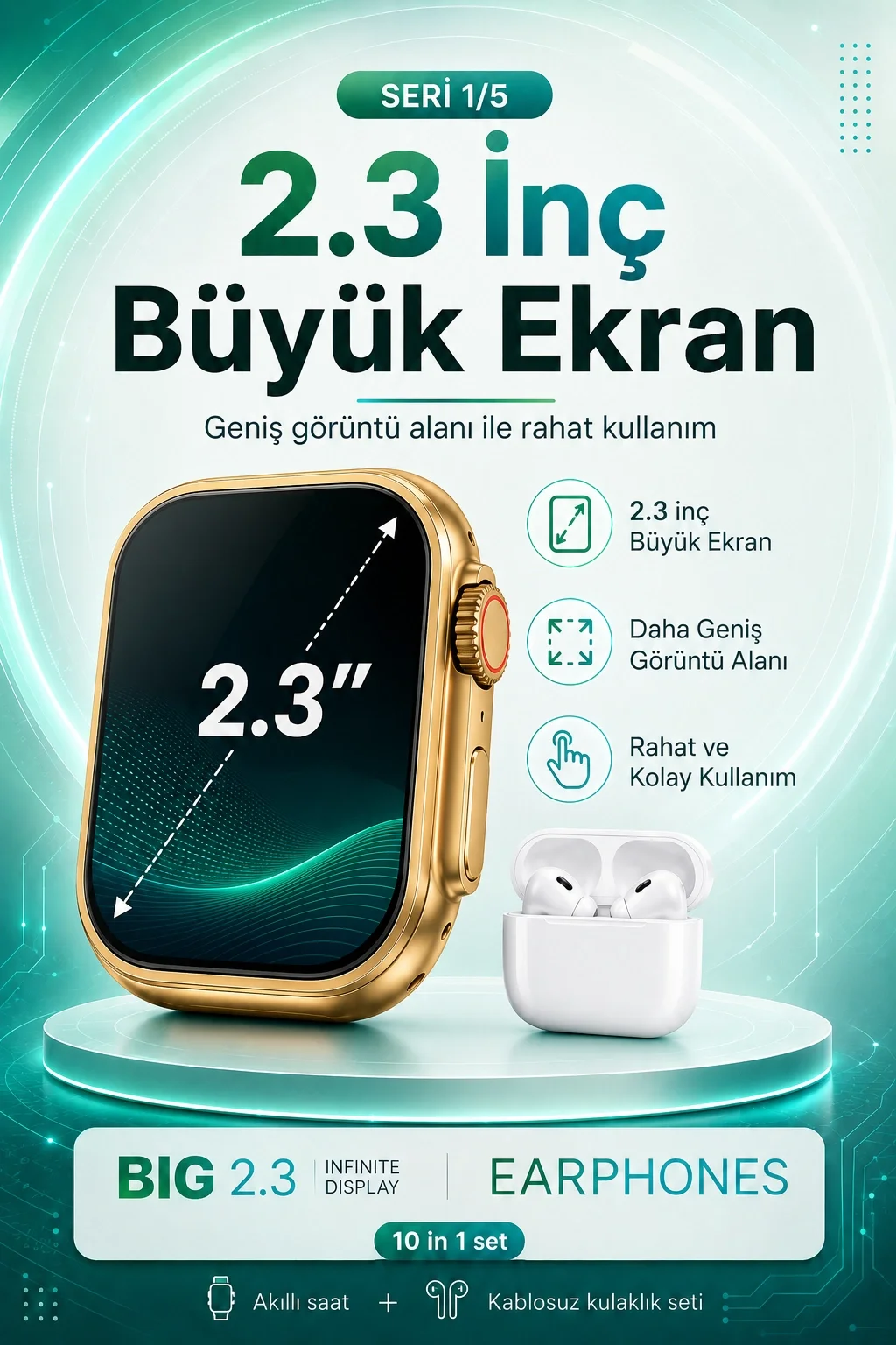 Bluetooth Uyumlu Akıllı Saat Ve Kablosuz Kulaklık Günlük Kullanıma Uygun Set