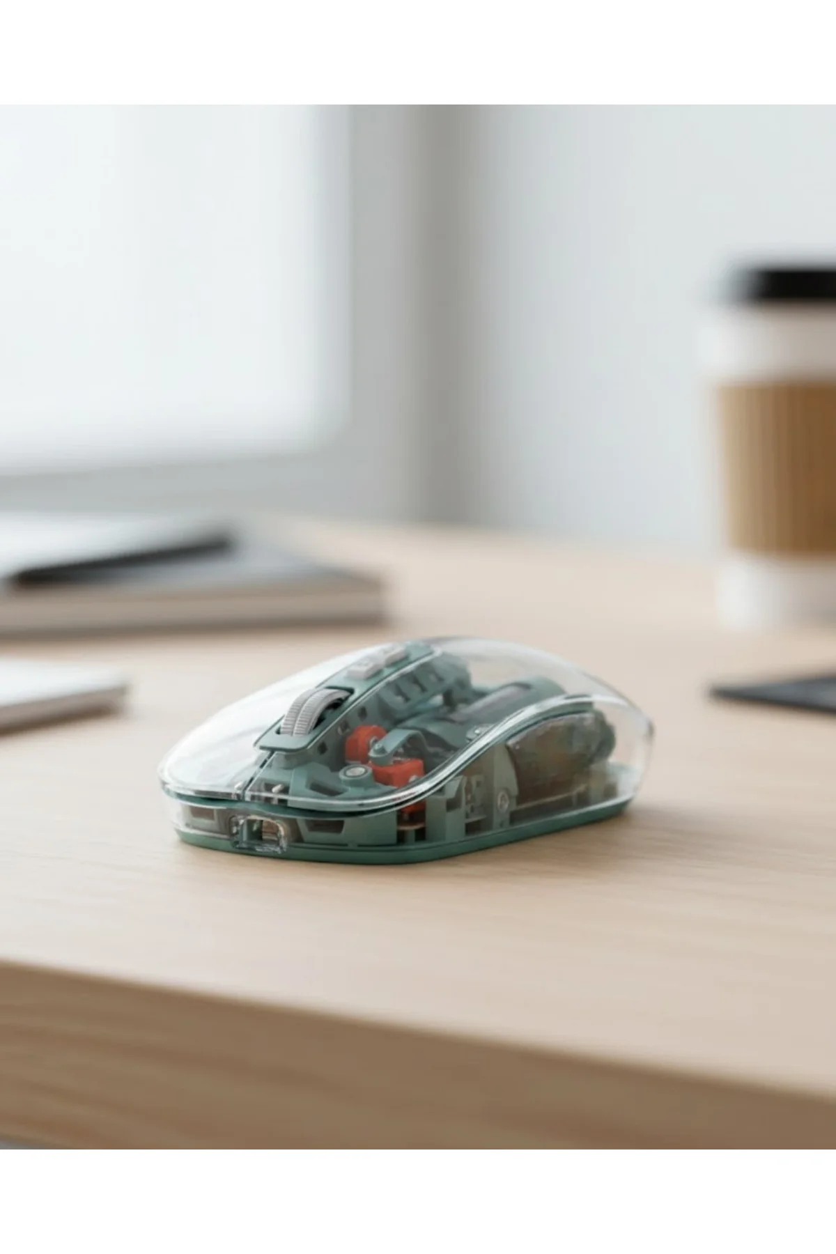 Bluetooth ve 2.4G USB Destekli Pilli Kablosuz Şeffaf Mouse