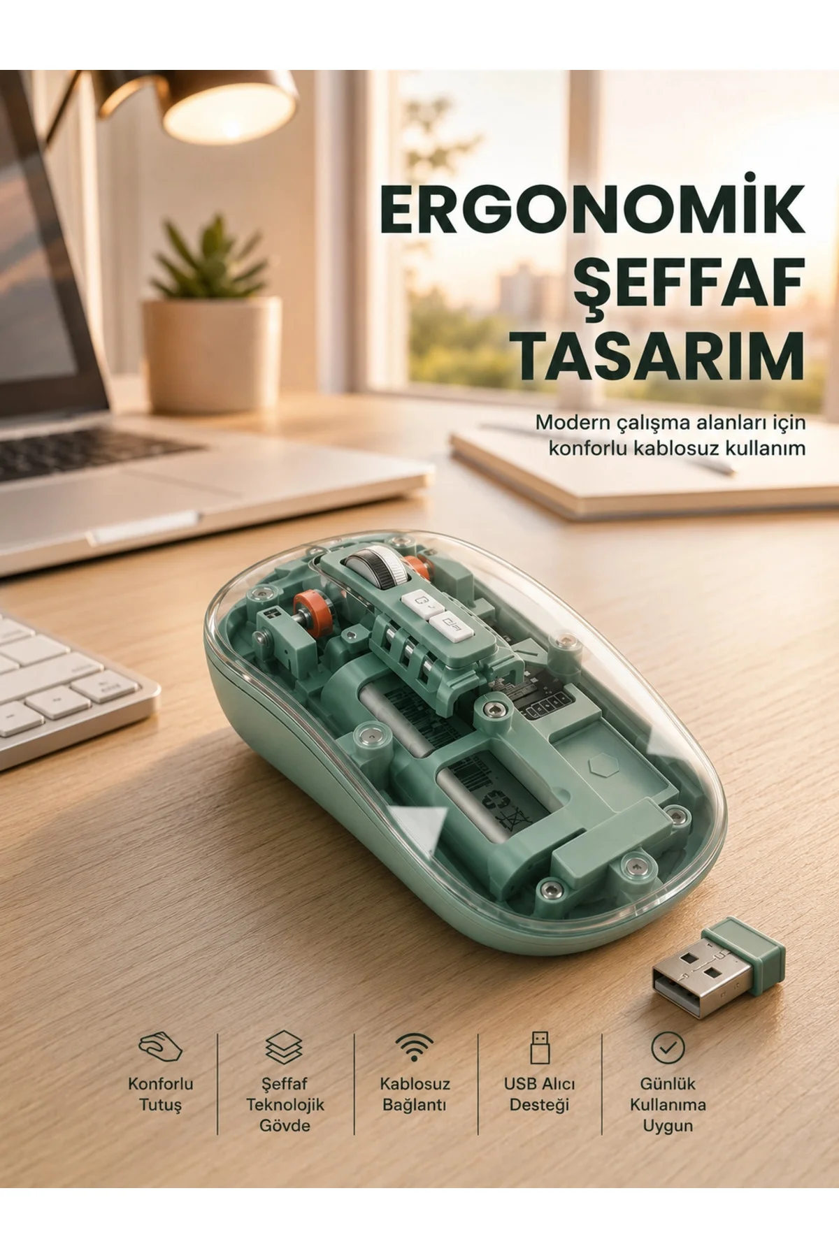 Bluetooth ve 2.4G USB Destekli Pilli Kablosuz Şeffaf Mouse Yeni Nesil Bluetooth ve 2.4G USB Destekli Pilli Kablosuz Şeffaf Mouse Yeni Nesil