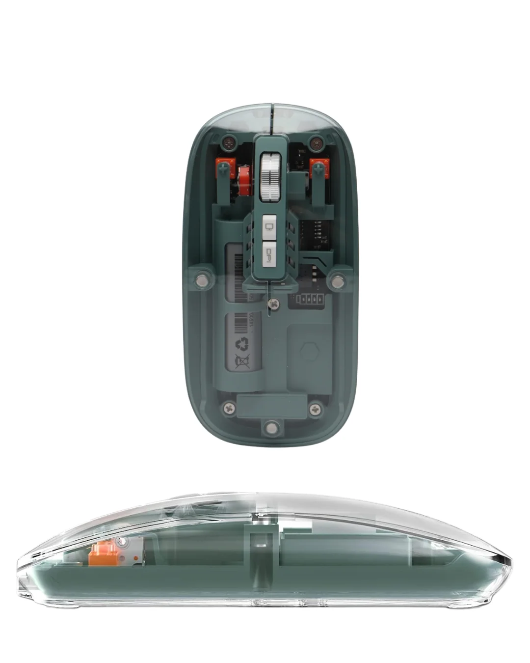 Bluetooth ve 2.4G USB Destekli Pilli Kablosuz Şeffaf Mouse