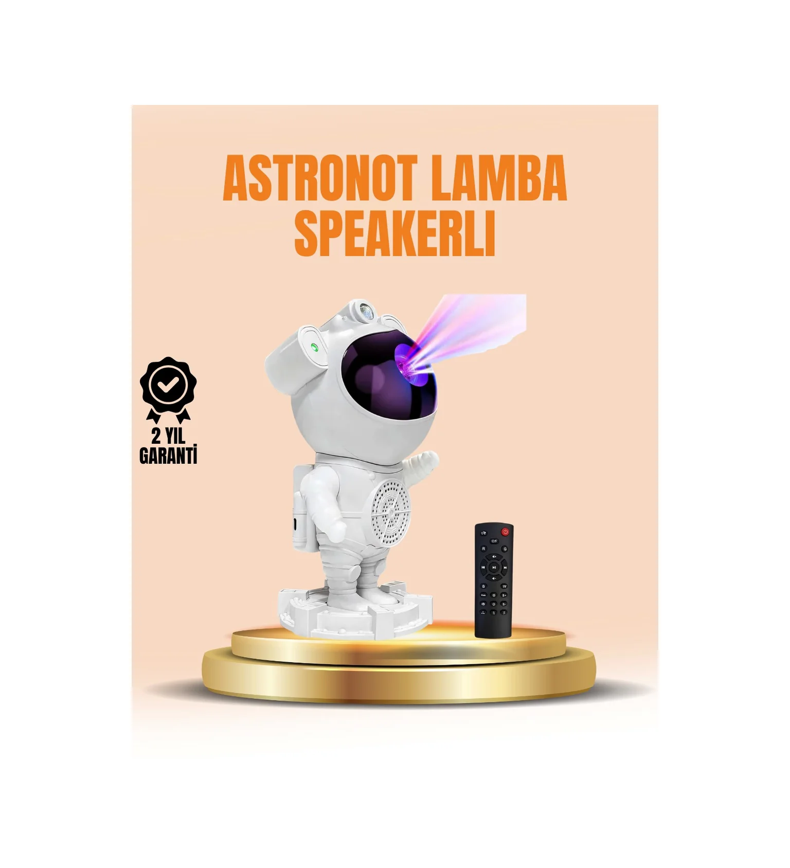 Bluetooth Ve Dahili Ses Özellikli Astronot Projeksiyon Lambası