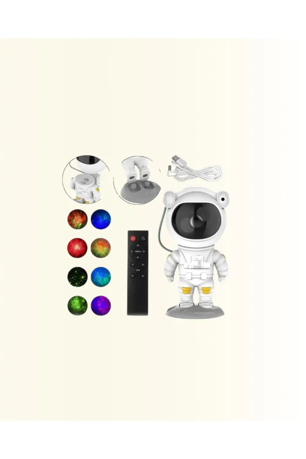 Bluetooth ve Dahili Ses Özellikli Astronot Projeksiyon Lambası